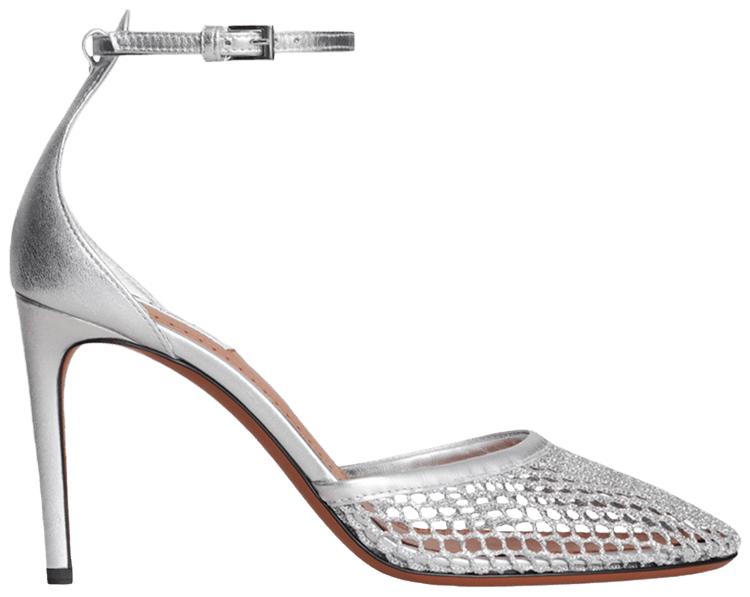 Alaia Wmns High Fishnet Pump Silver