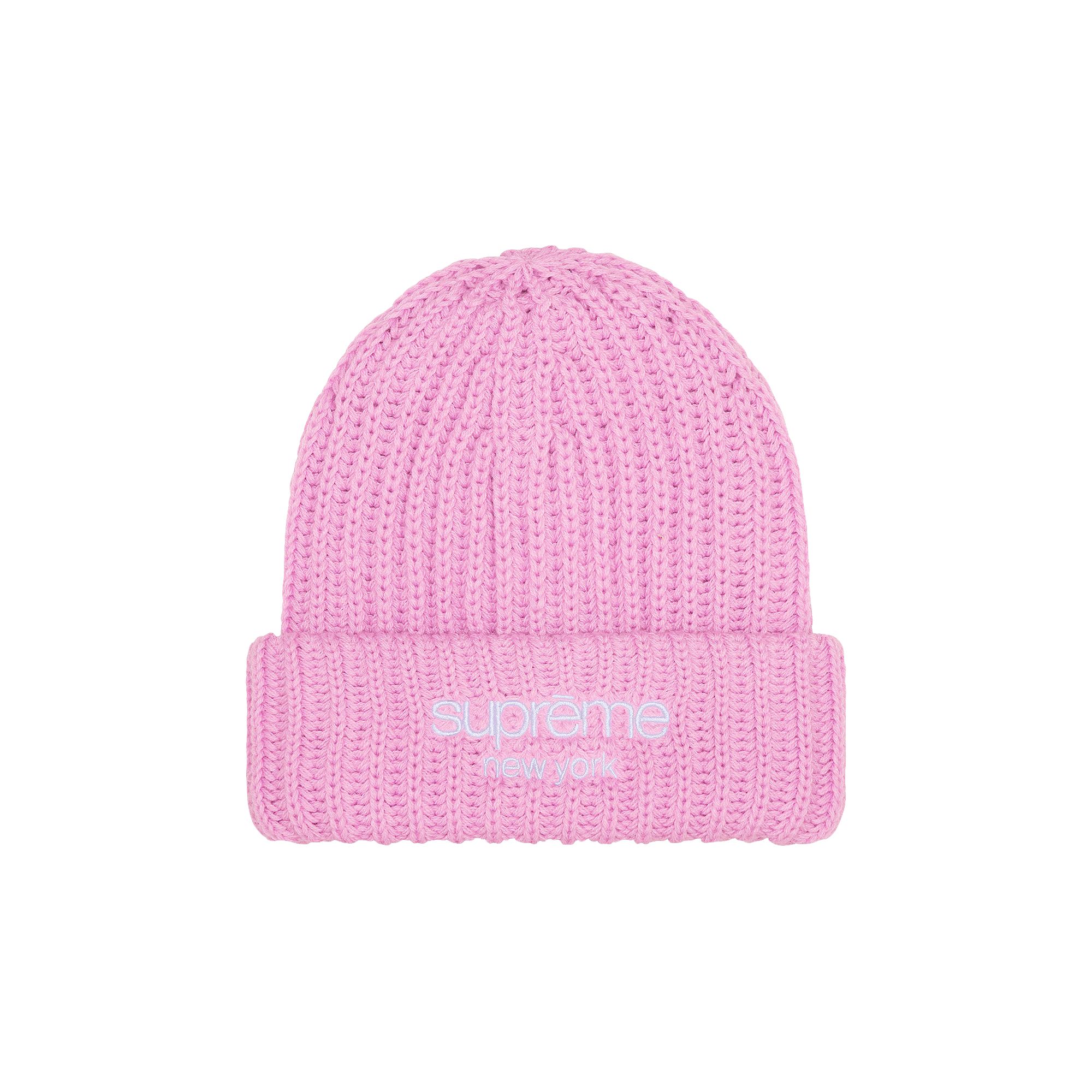 Pre-owned Supreme Chunky Rib Classic Logo Beanie 'pink' | Men's Size Onesize