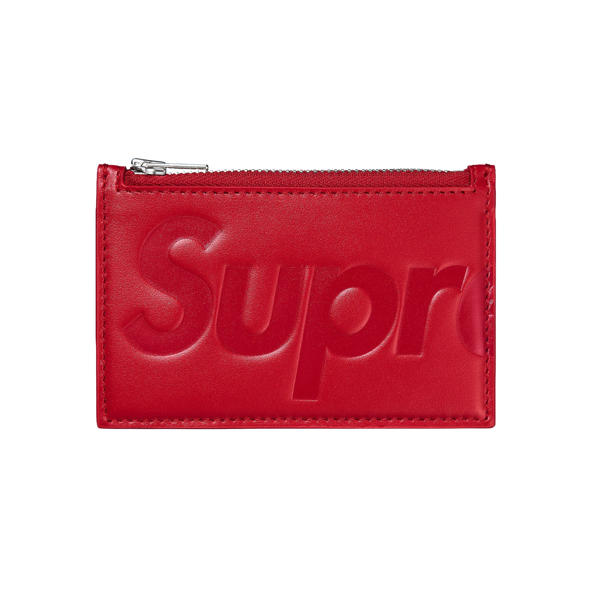 Pre-owned Supreme Leather Zip Card Holder 'red' | Men's Size Onesize