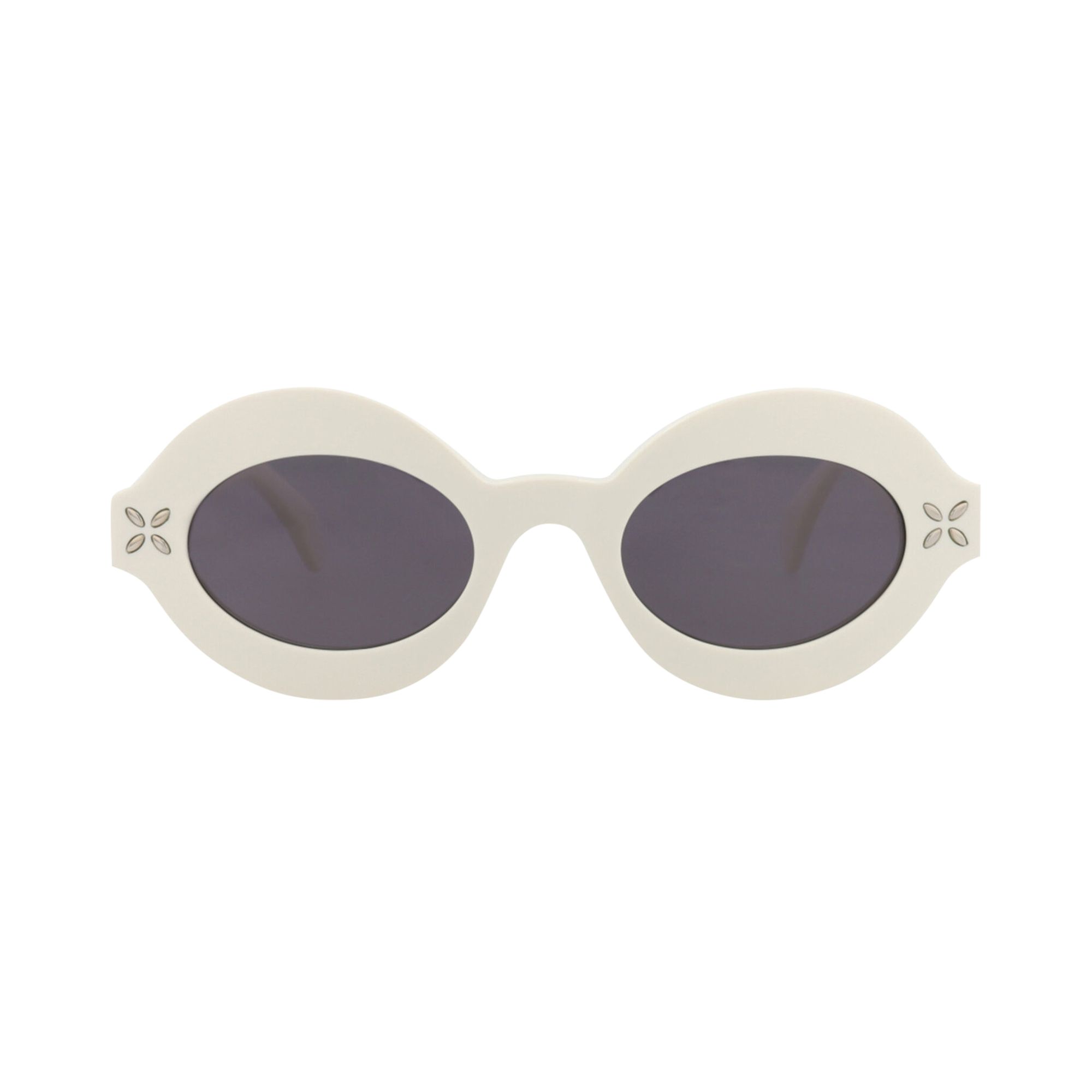 Pre-owned Alaïa Round Frame Acetate Sunglasses 'ivory/grey' | White | Women's Size Onesize