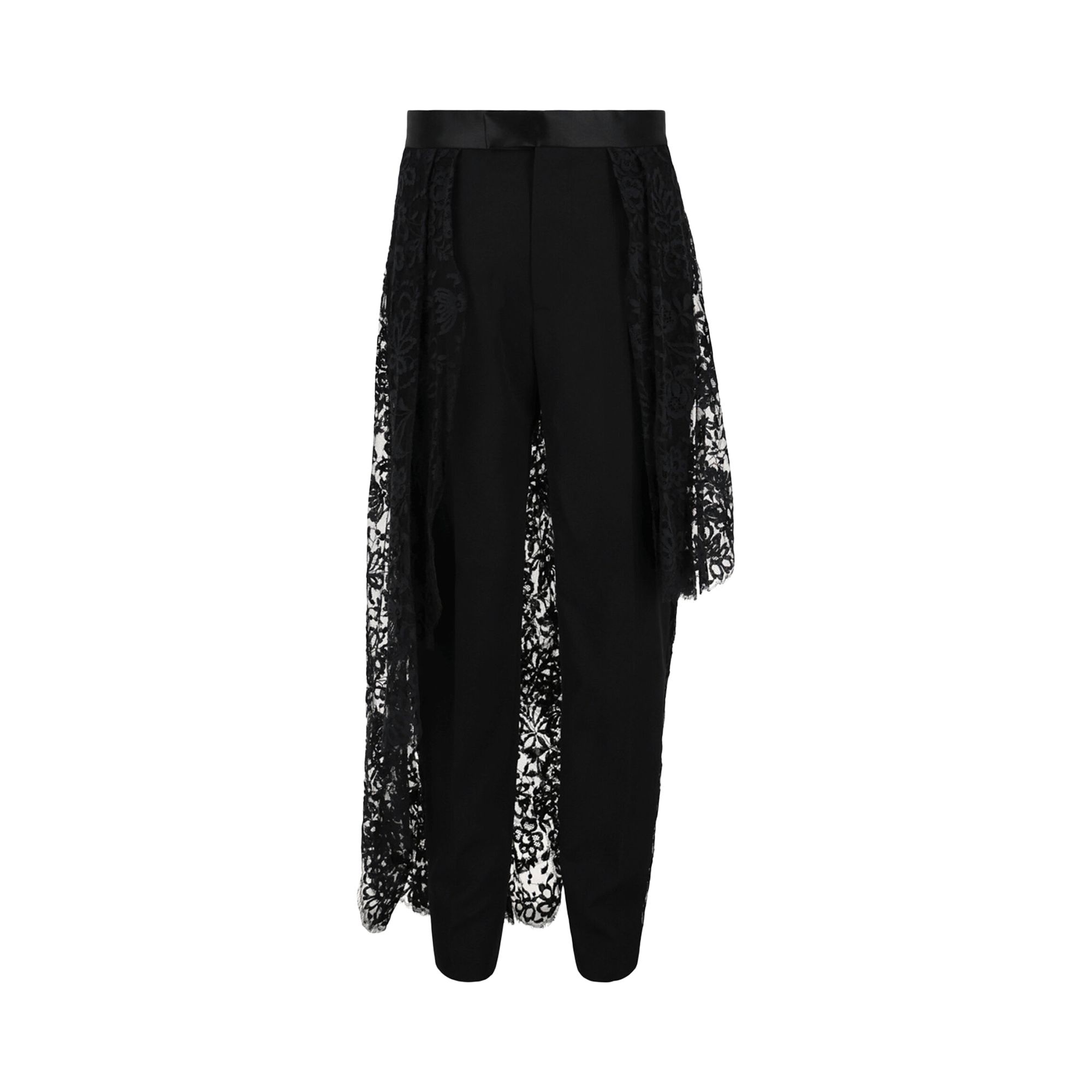 Pre-owned Alexander Mcqueen Lace Drape Cigarette Trousers 'black' | Men's Size 46