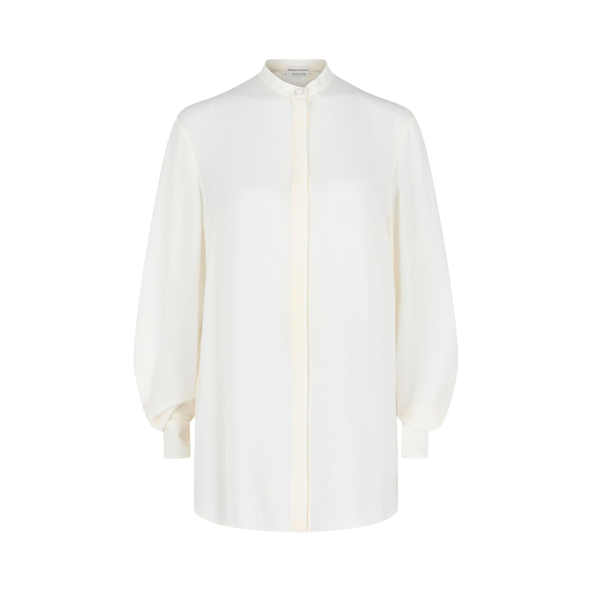 Pre-owned Alexander Mcqueen Sheer Georgette Blouse 'white' | Women's Size 46