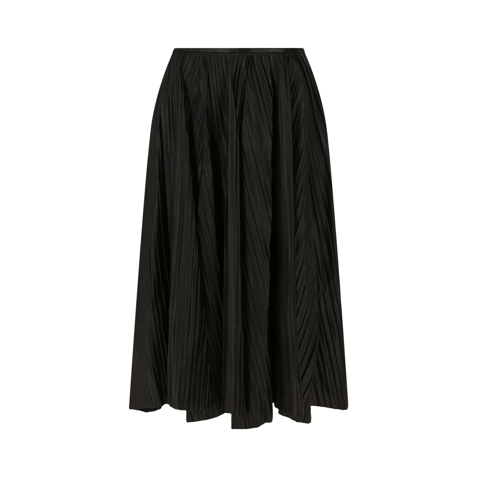 Pre-owned Ferragamo Leather Pleated Midi Skirt 'black' | Women's Size 40