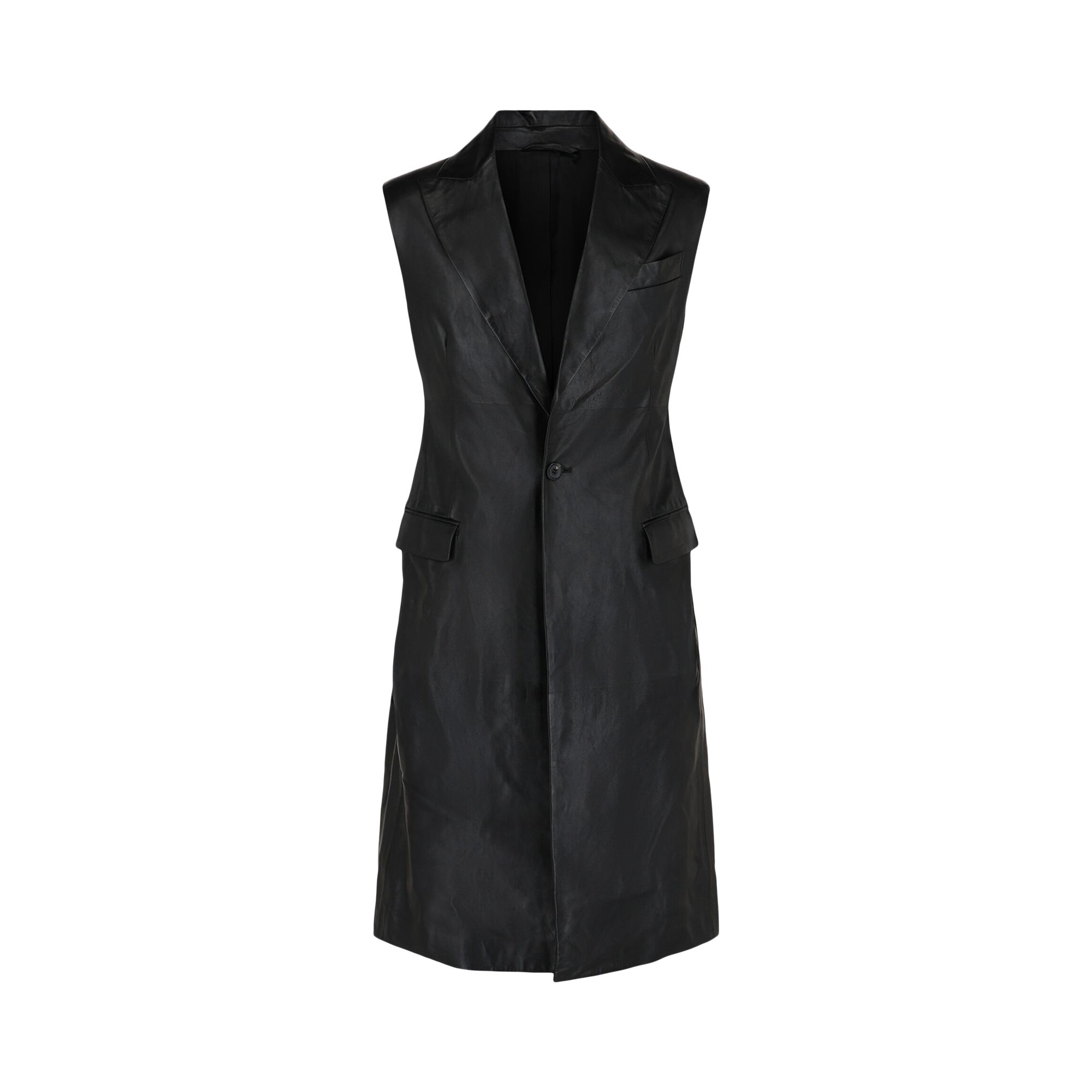 Pre-owned Ferragamo Sleeveless Leather Vest 'black' | Men's Size 46