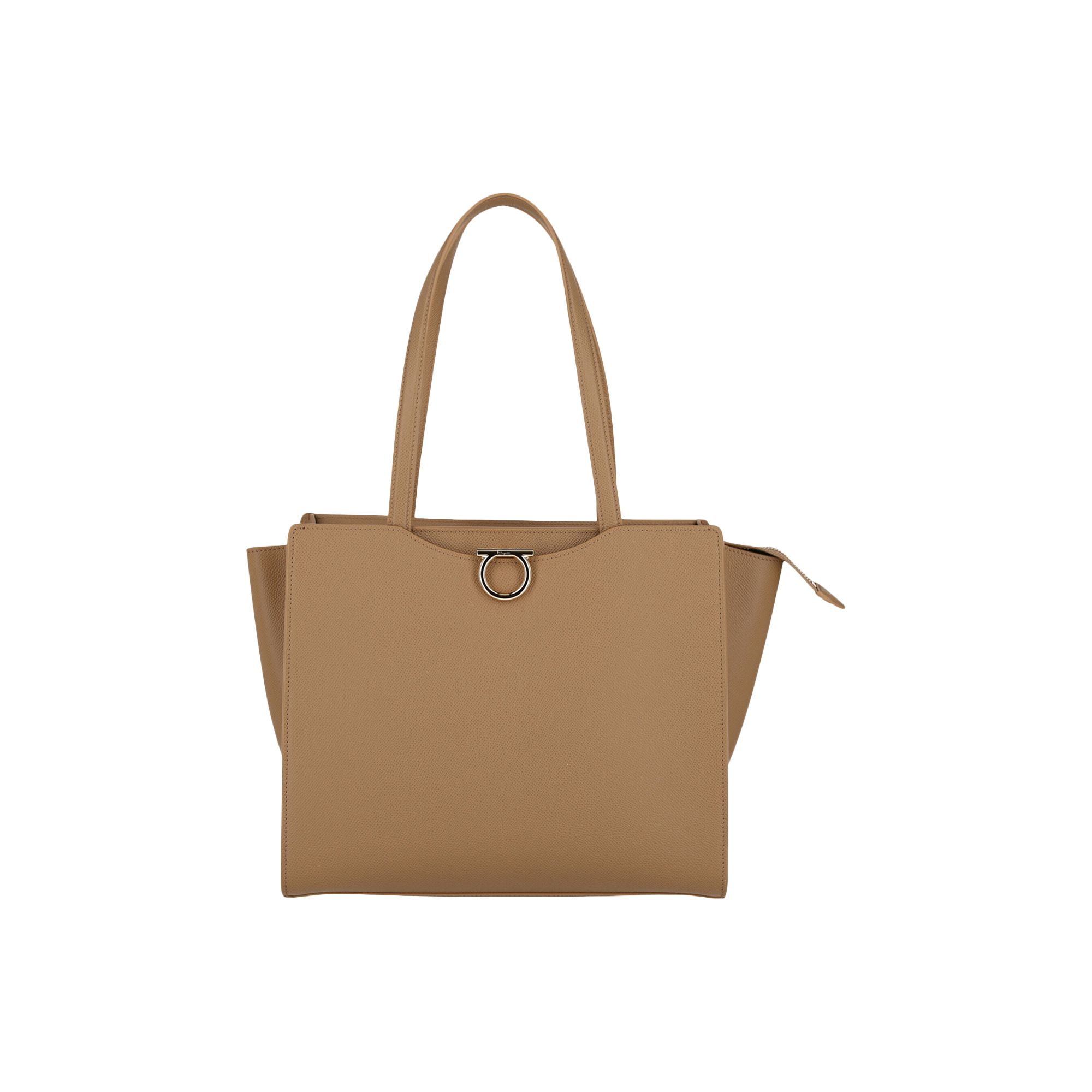 Pre-owned Ferragamo Gemini Leather Shoulder Bag 'camel' | Tan | Women's Size Onesize In Brown