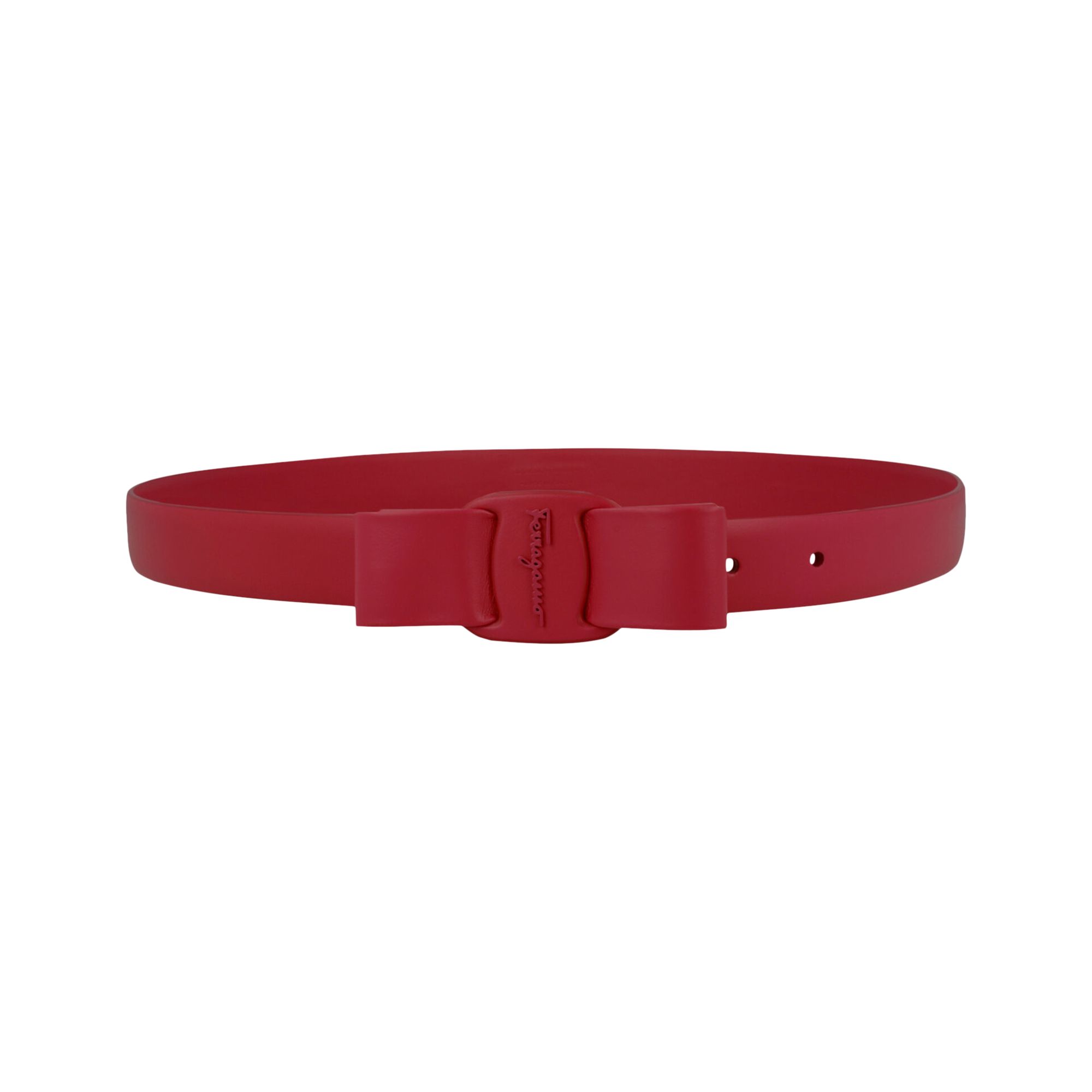 Pre-owned Ferragamo Vara Bow Skinny Belt 'red' | Women's Size Xxxs