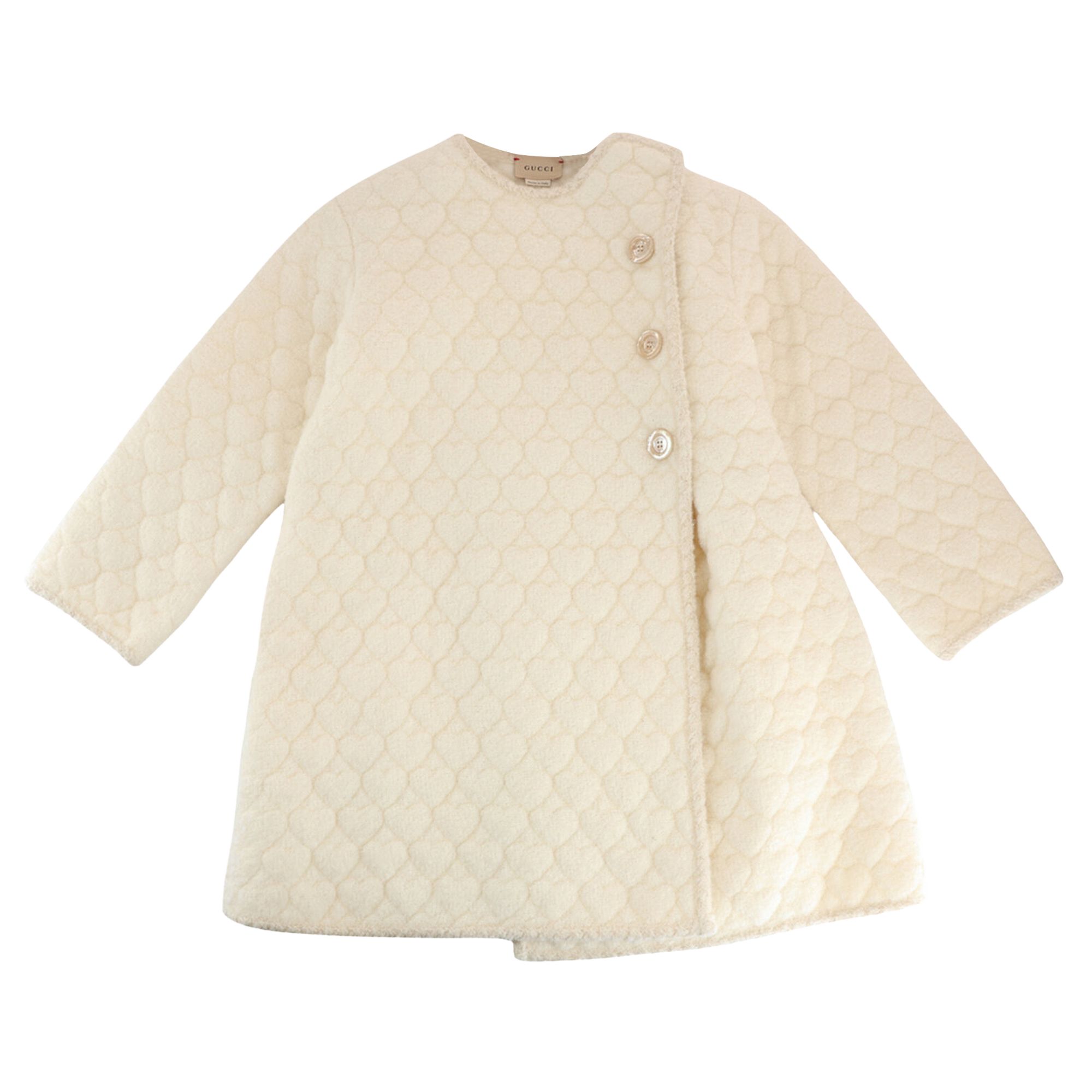 Pre-owned Gucci Heart Quilted Fleece Coat 'white' | Kid's Size 6