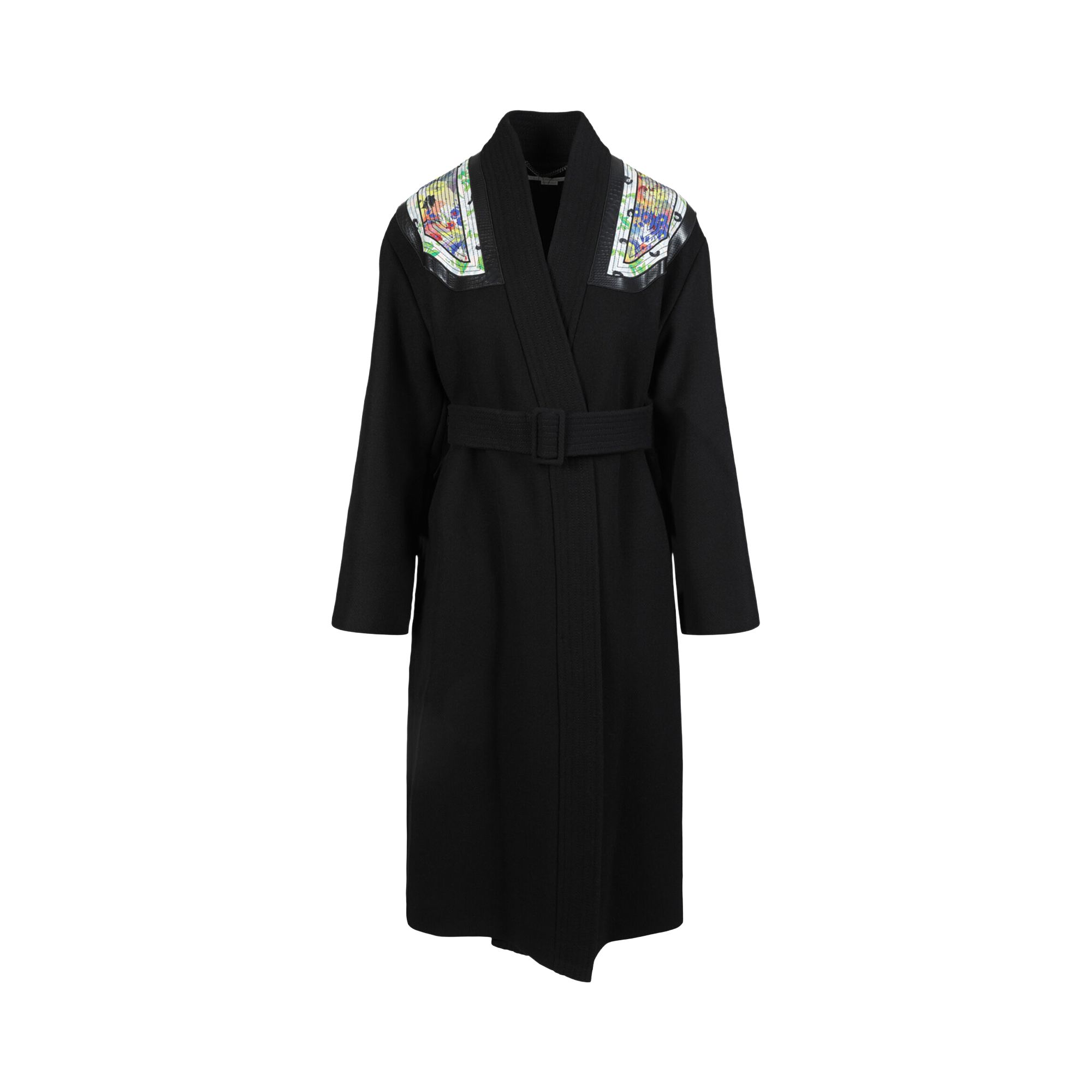 Pre-owned Stella Mccartney Floral Print Belted Coat 'black' | Women's Size 38