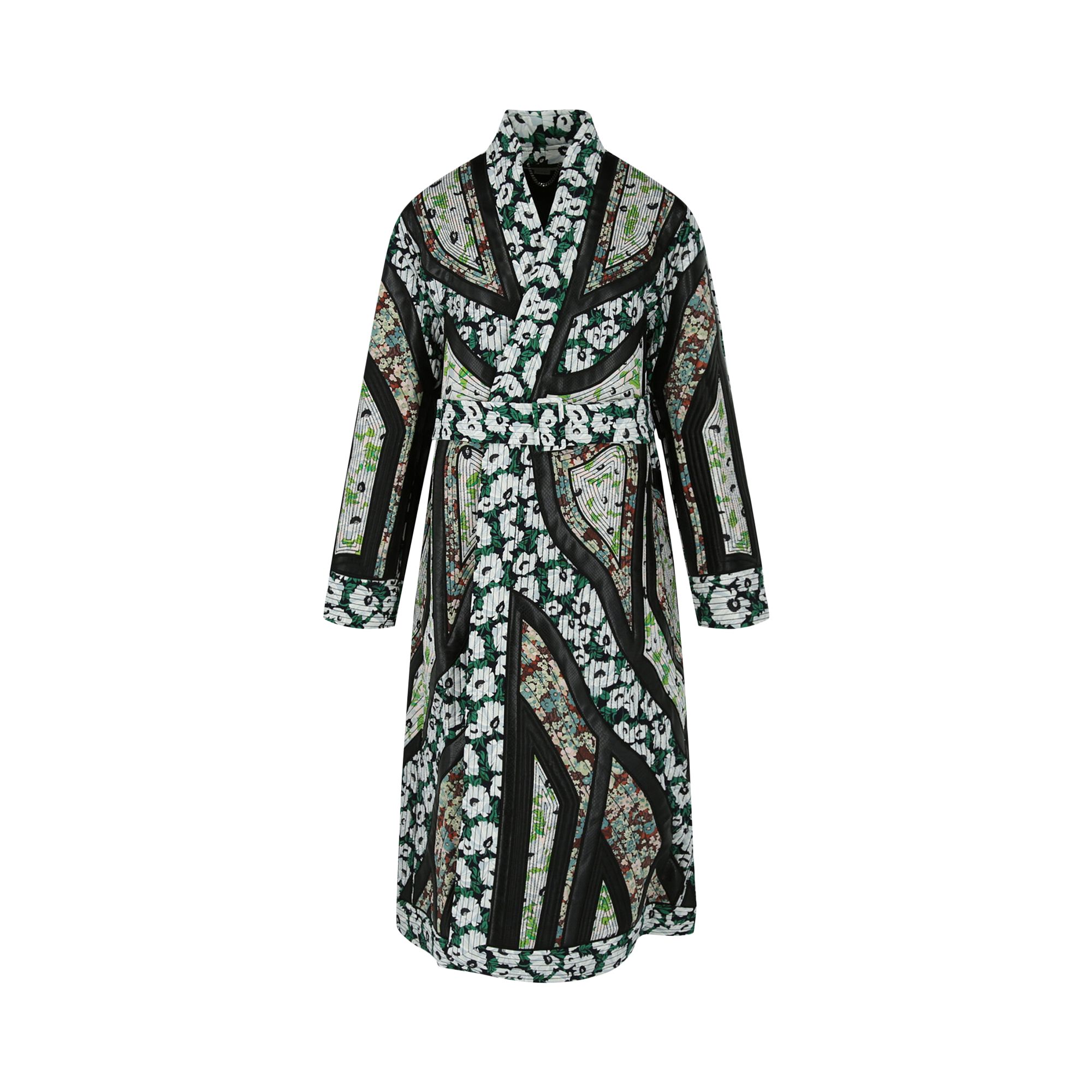 Pre-owned Stella Mccartney Striped Print Belted Coat 'black' | Women's Size 38