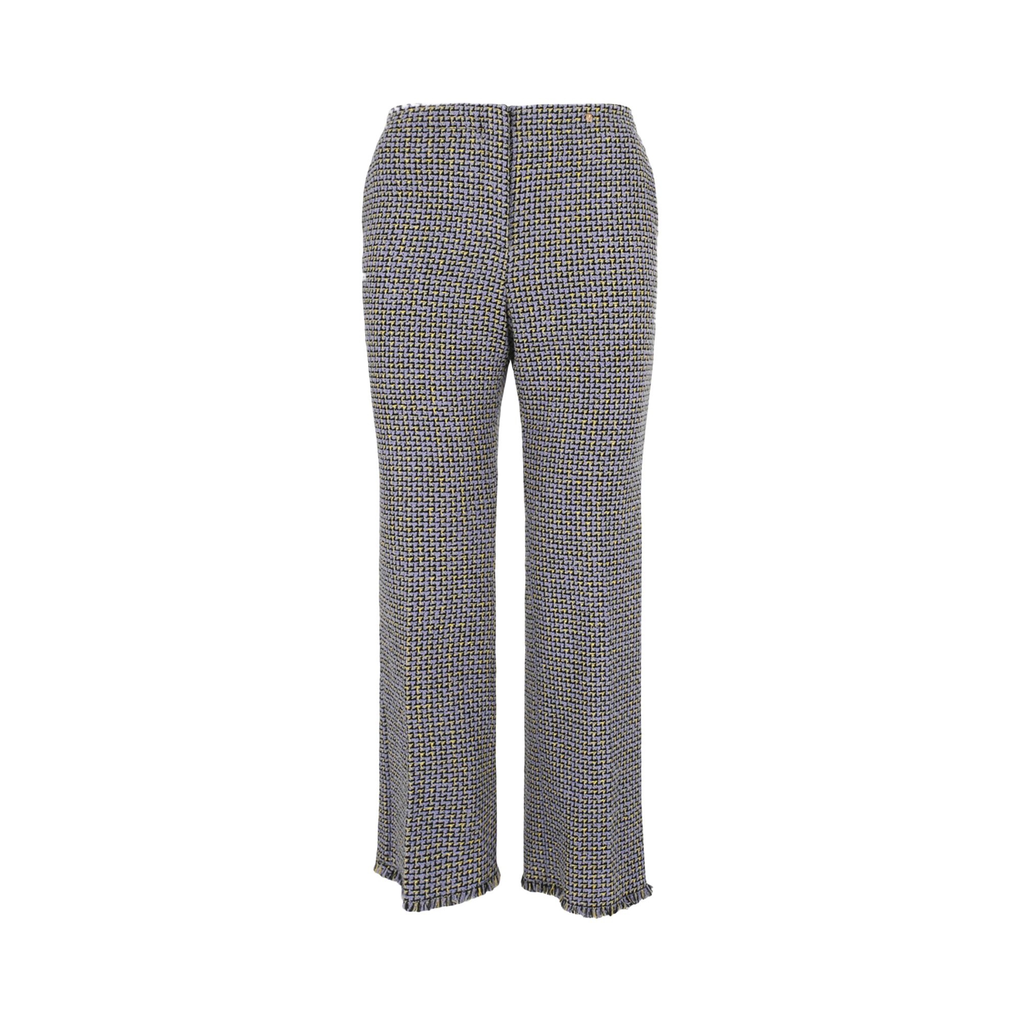 Pre-owned Versace Cotton Blend Tweed Bootcut Pants 'black' | Women's Size 42