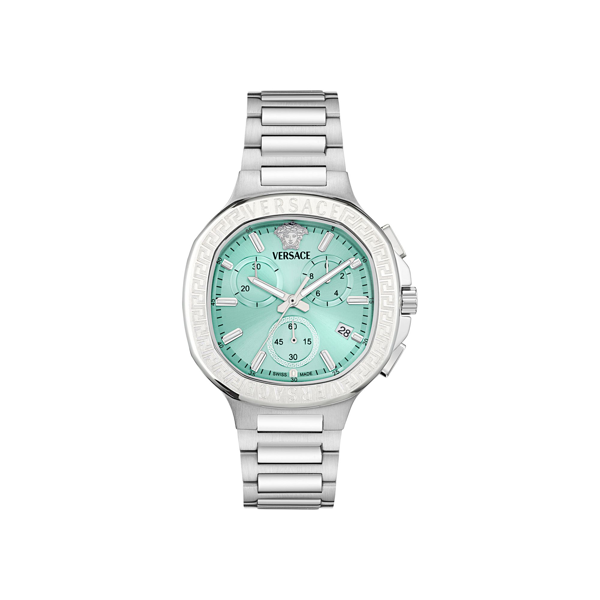 Pre-owned Versace V Chrono Square Bracelet Watch 'stainless Steel' | Silver | Women's Size Onesize