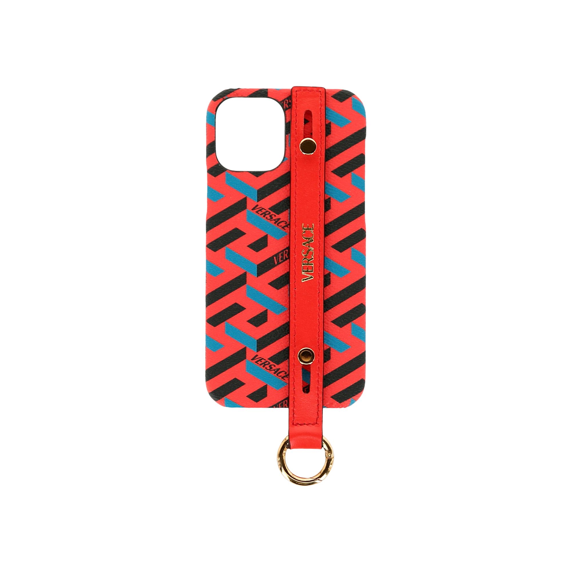 Pre-owned Versace Coated Canvas La Greca Iphone 12 Case 'orange' | Men's Size Onesize