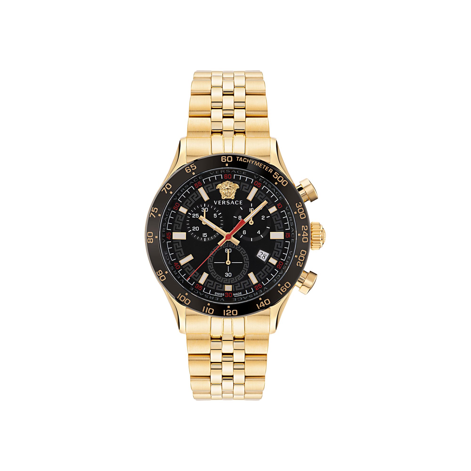 Pre-owned Versace Hellenyium Chrono Bracelet Watch 'gold' | Men's Size Onesize