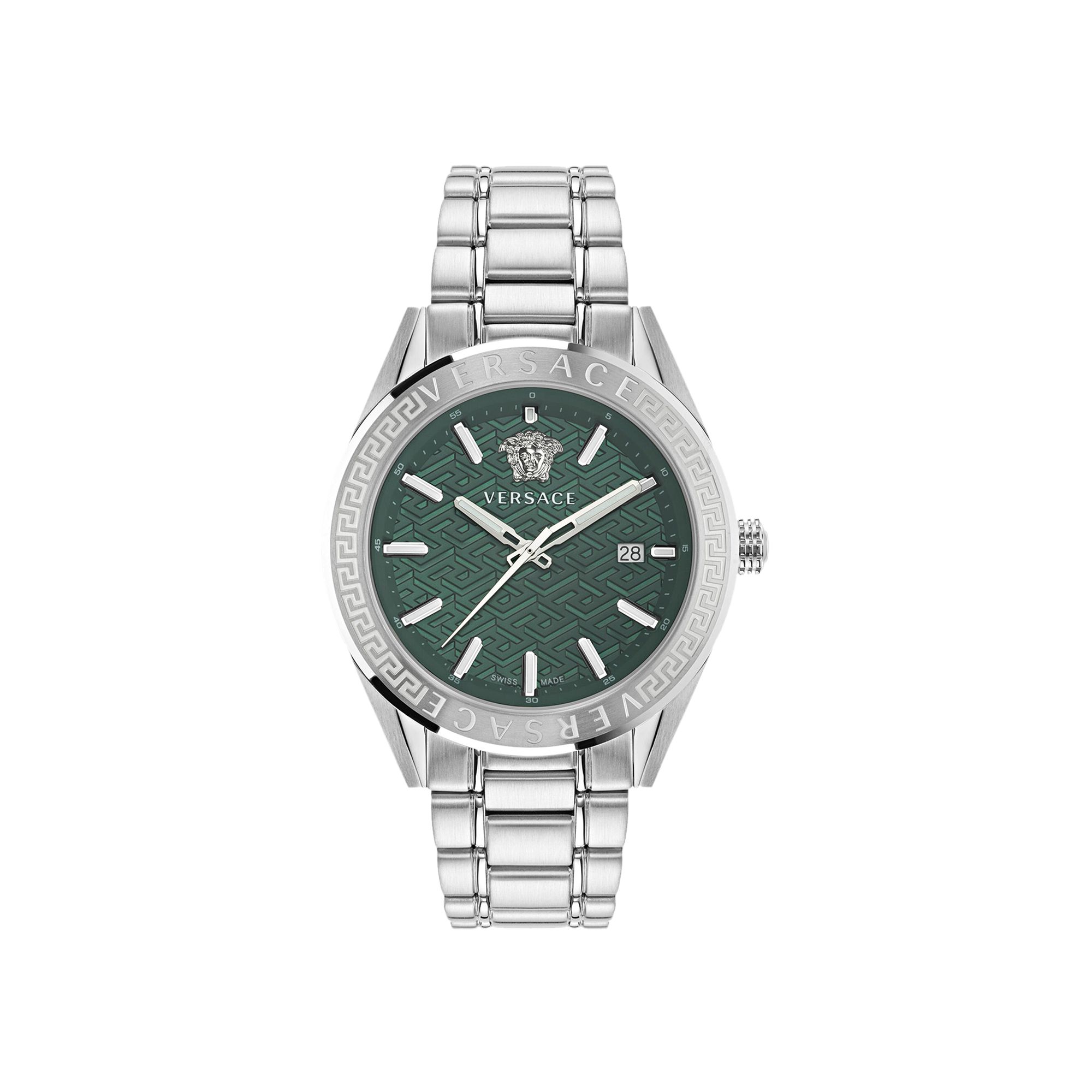 Pre-owned Versace V Code Bracelet Watch 'stainless Steel' | Silver | Men's Size Onesize