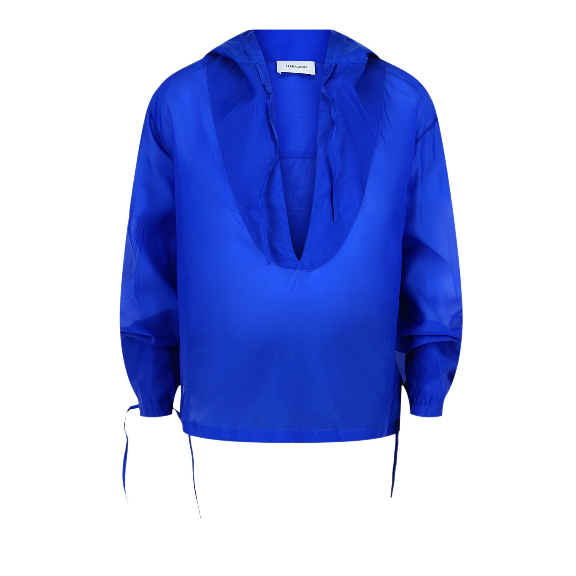 Pre-owned Ferragamo Silk Blend Hooded Shirt 'blue' | Men's Size 48