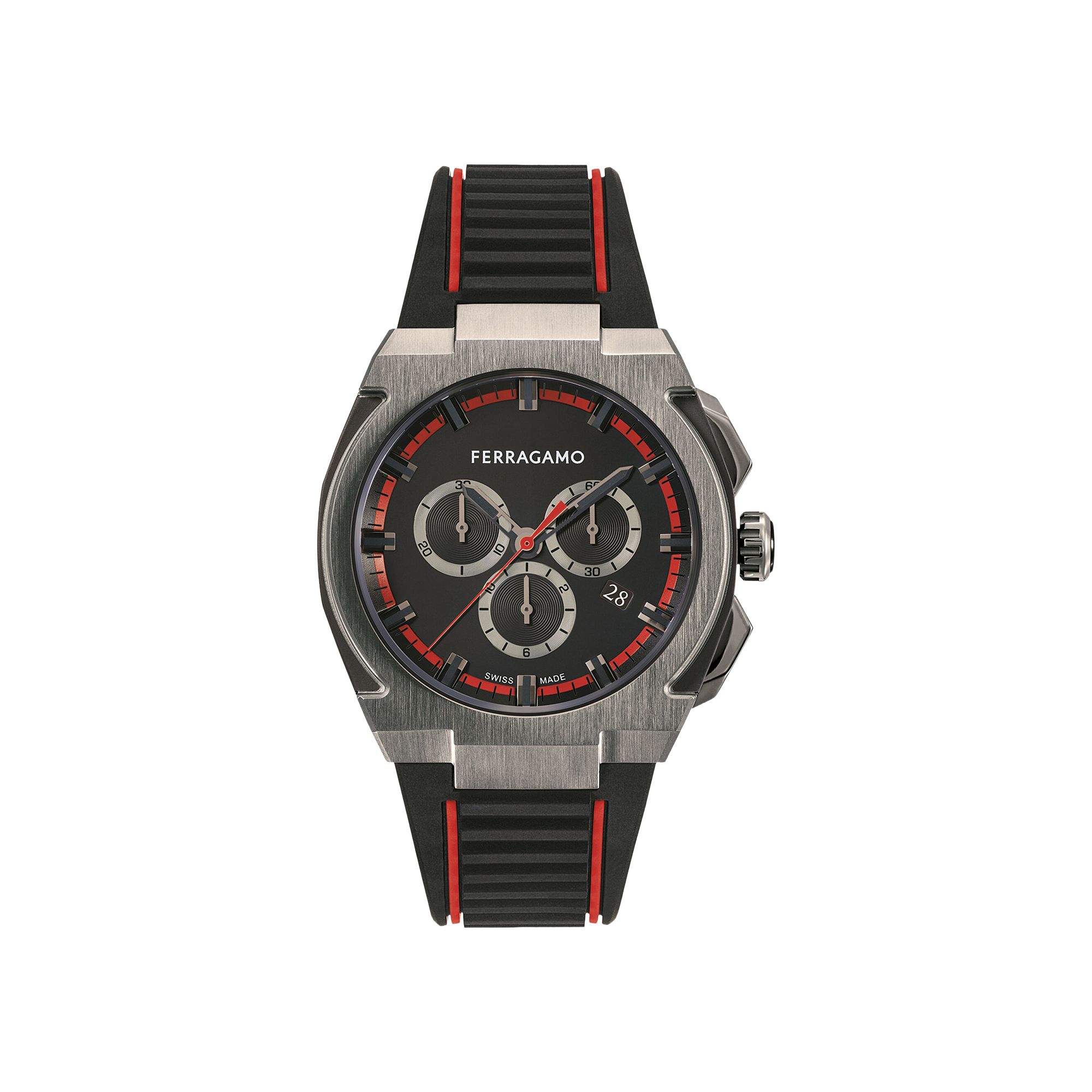FERRAGAMO Pre-owned Supreme Chrono Silicone Watch 'gun' | Black | Men's Size Onesize