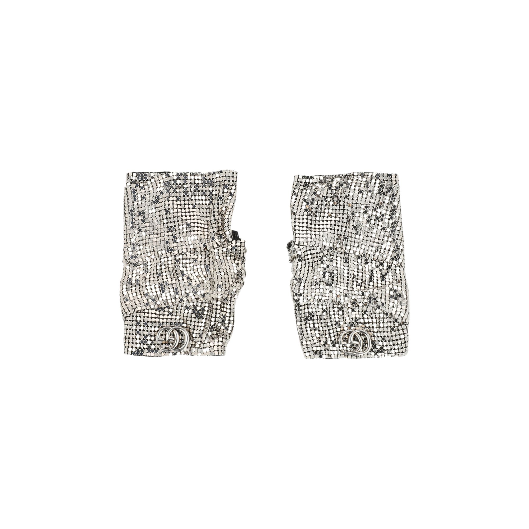 GUCCI Pre-owned Double G Mesh Fingerless Gloves 'silver' | Women's Size 7