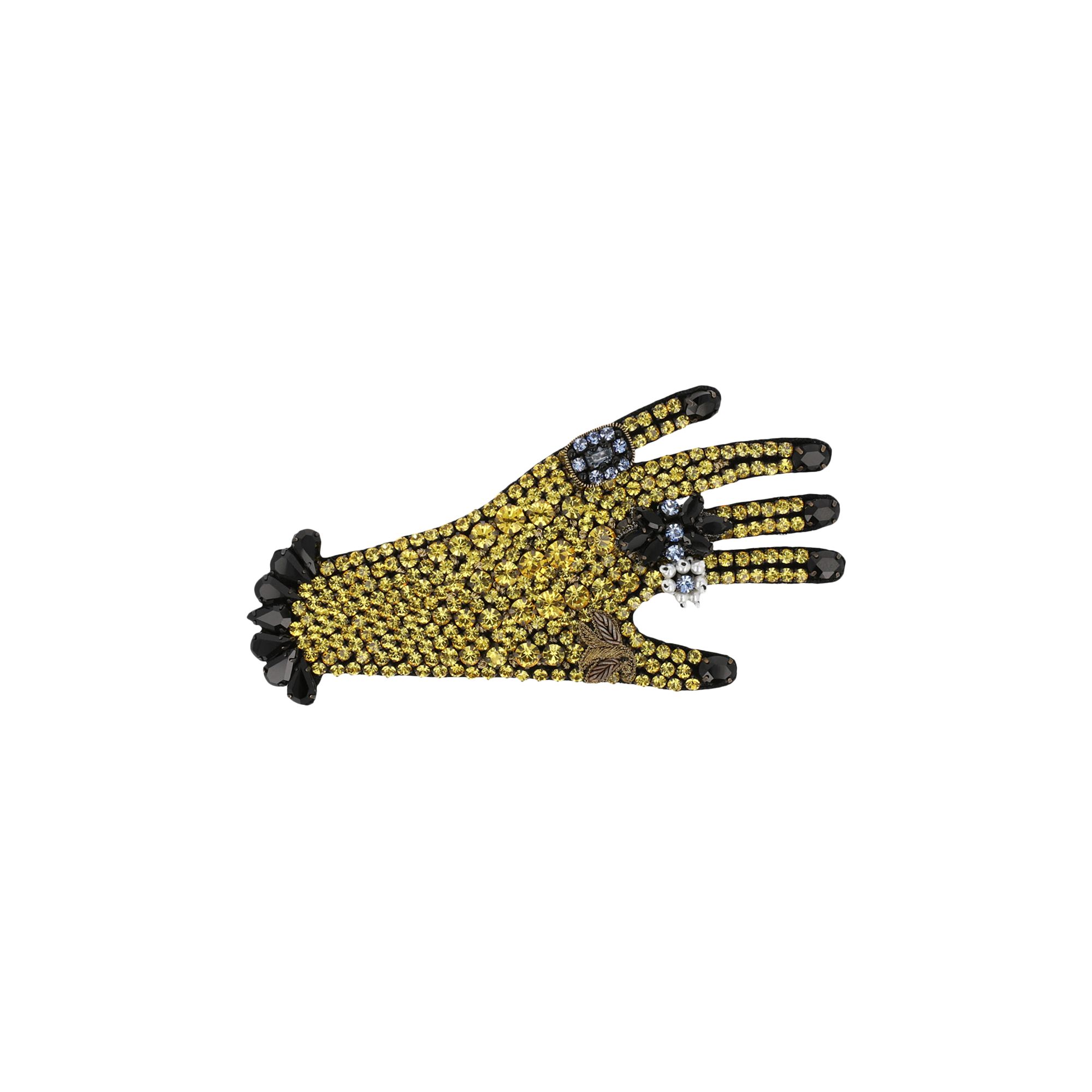 Pre-owned Gucci Crystal Embellished Hand Brooch 'gold' | Women's Size Onesize