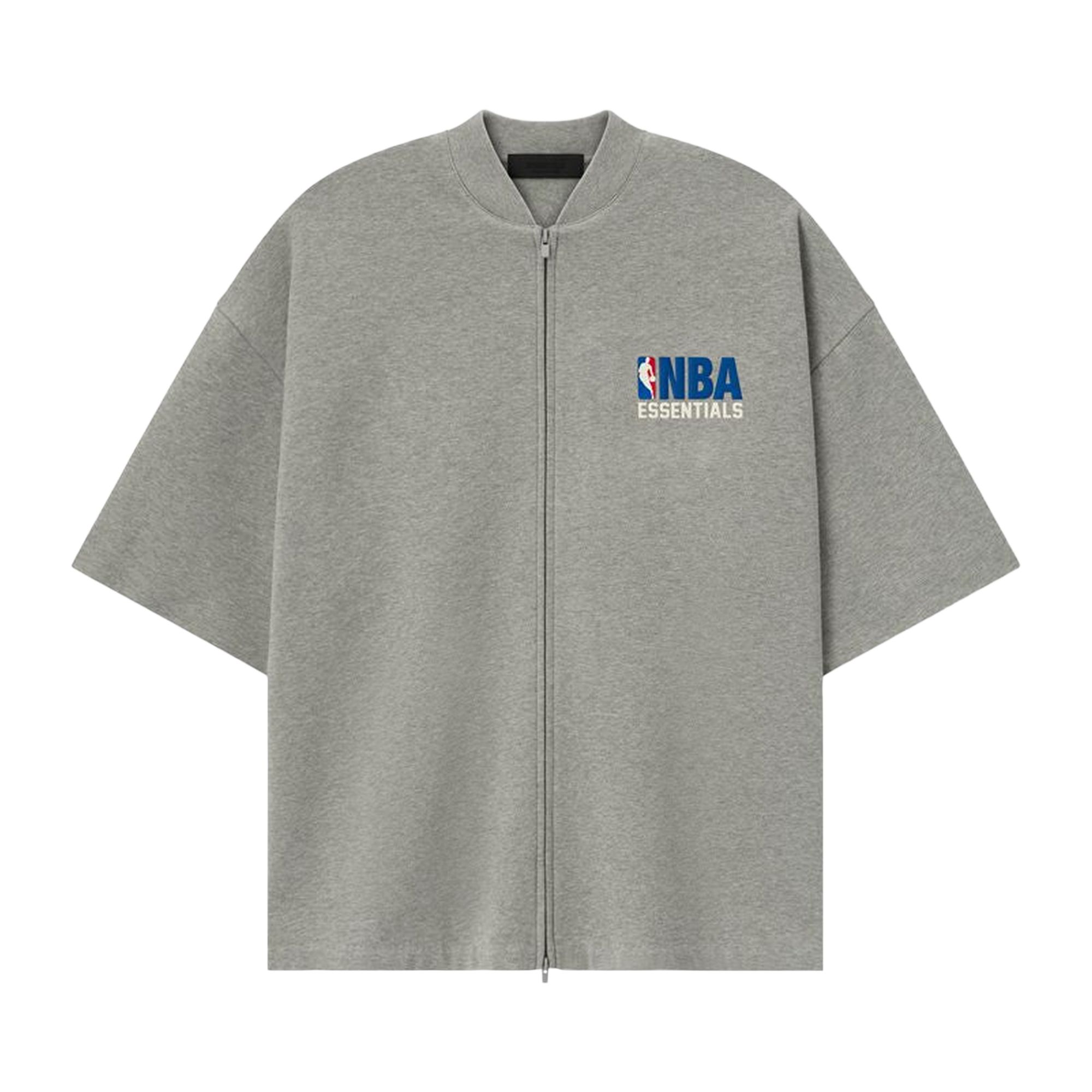 ESSENTIALS Pre-owned Fear Of God Nba Zip Up Jacket 'concrete Heather' | Grey | Men's Size Xxl In Gray