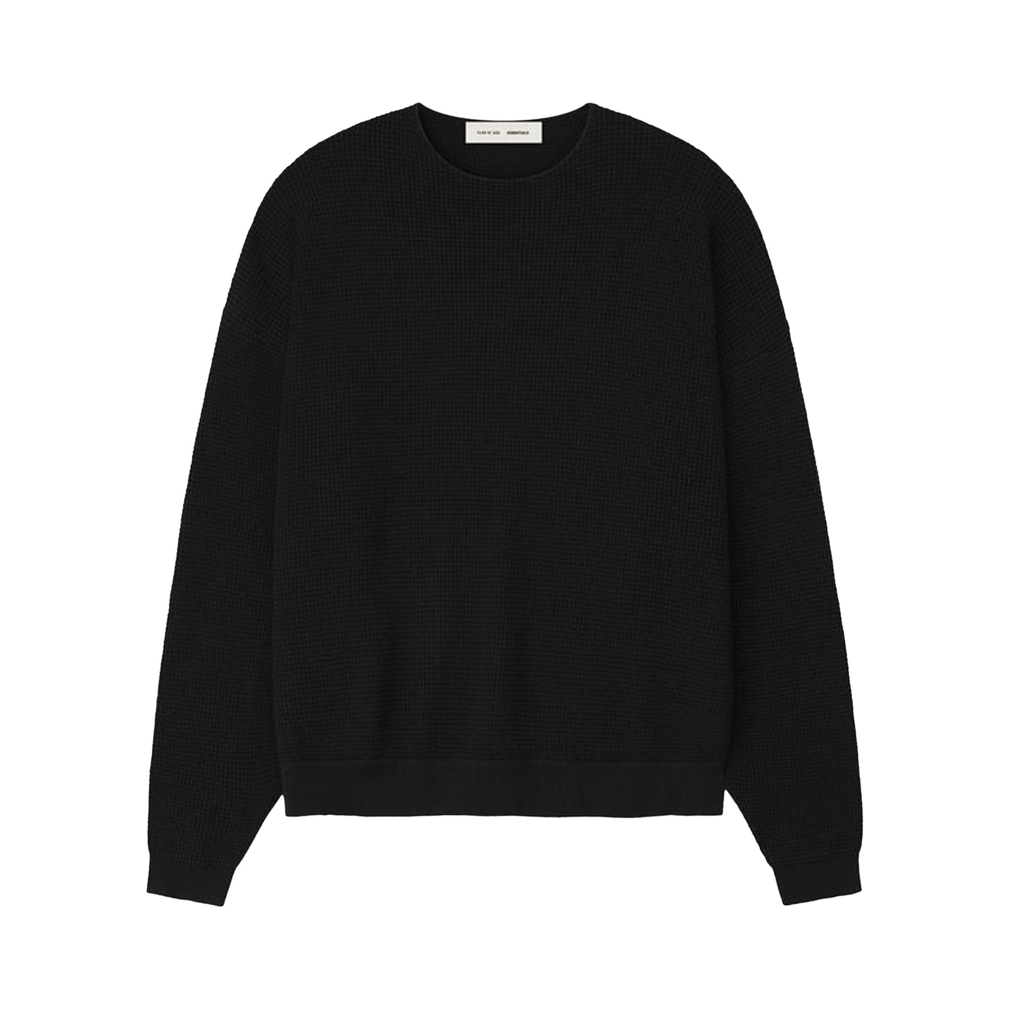 Pre-owned Essentials Fear Of God  Waffle Crewneck 90's Sweater 'vintage Black' | Men's Size Xxl