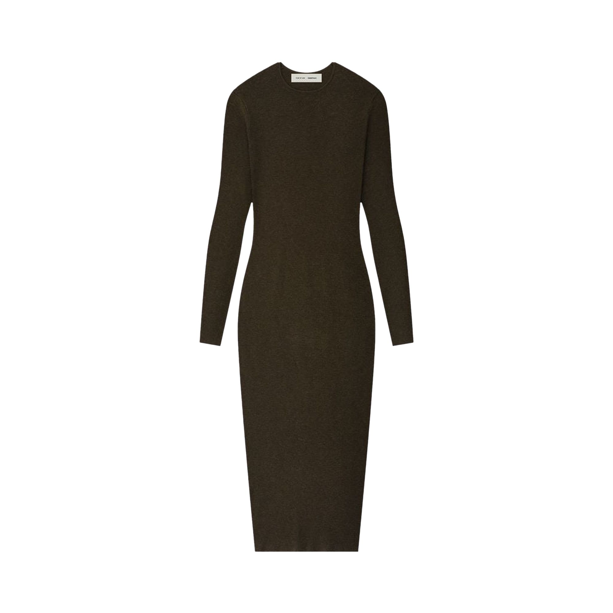 Pre-owned Essentials Fear Of God  Rib Long-sleeve Dress 'brown' | Women's Size M