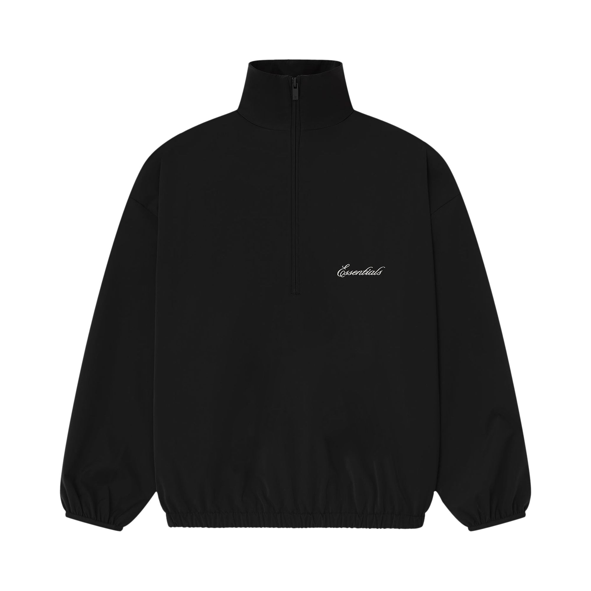 Pre-owned Essentials Fear Of God  Sporty Nylon Half Zip 'jet Black' | Men's Size L