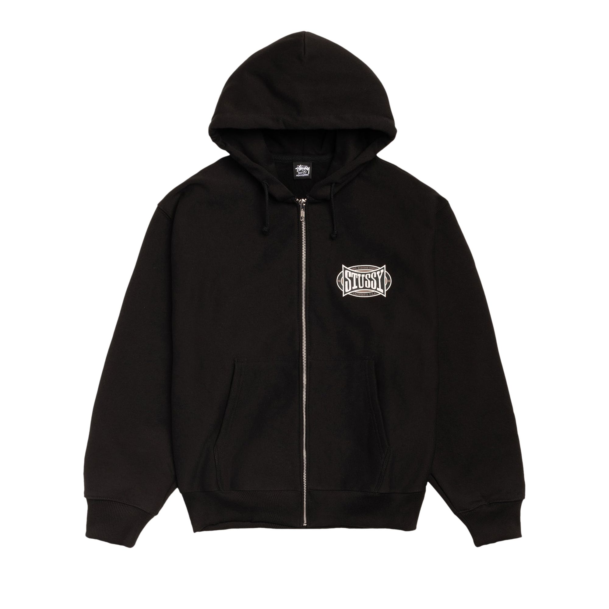 Pre-owned Stussy Champion Oval Zip Hoodie 'black' | Men's Size L