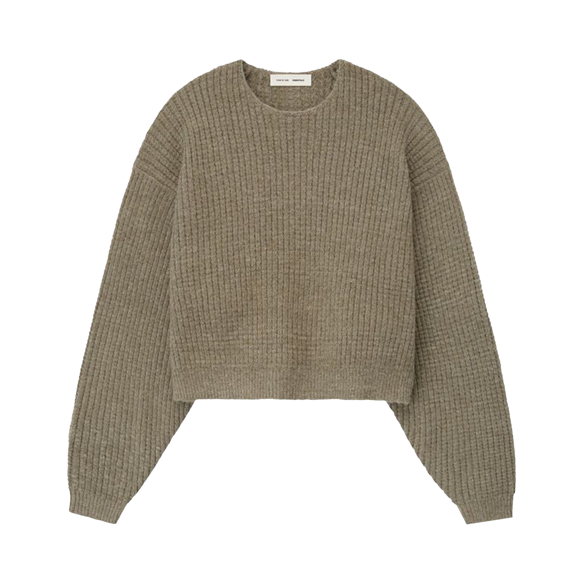 Pre-owned Essentials Fear Of God  Heavy Waffle Crewneck 90's Sweater 'homestead Heather' | Grey | Women's Size  In Gray