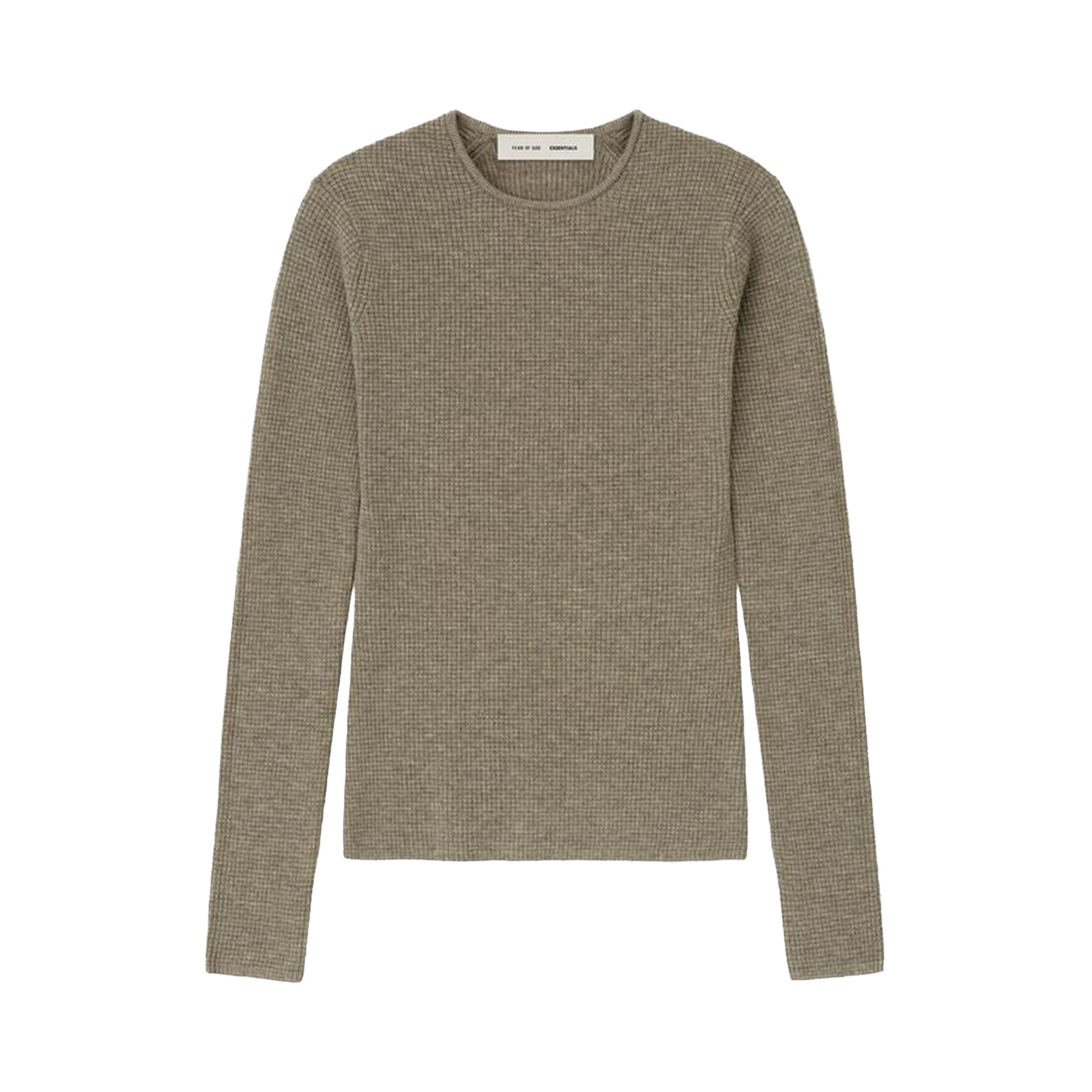 Pre-owned Essentials Fear Of God  Waffle Long-sleeve Top 'homestead Heather' | Grey | Women's Size Xl In Gray