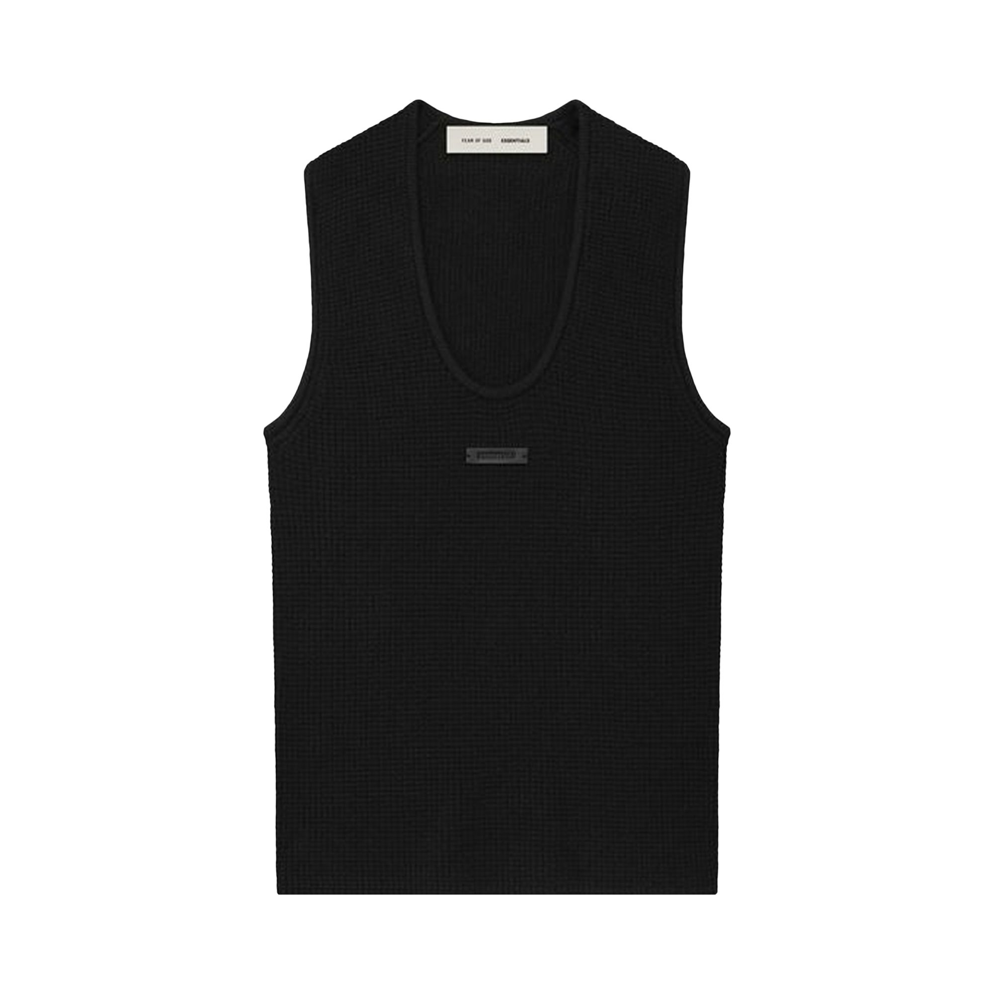 Pre-owned Essentials Fear Of God  Waffle Tank 'vintage Black' | Women's Size L