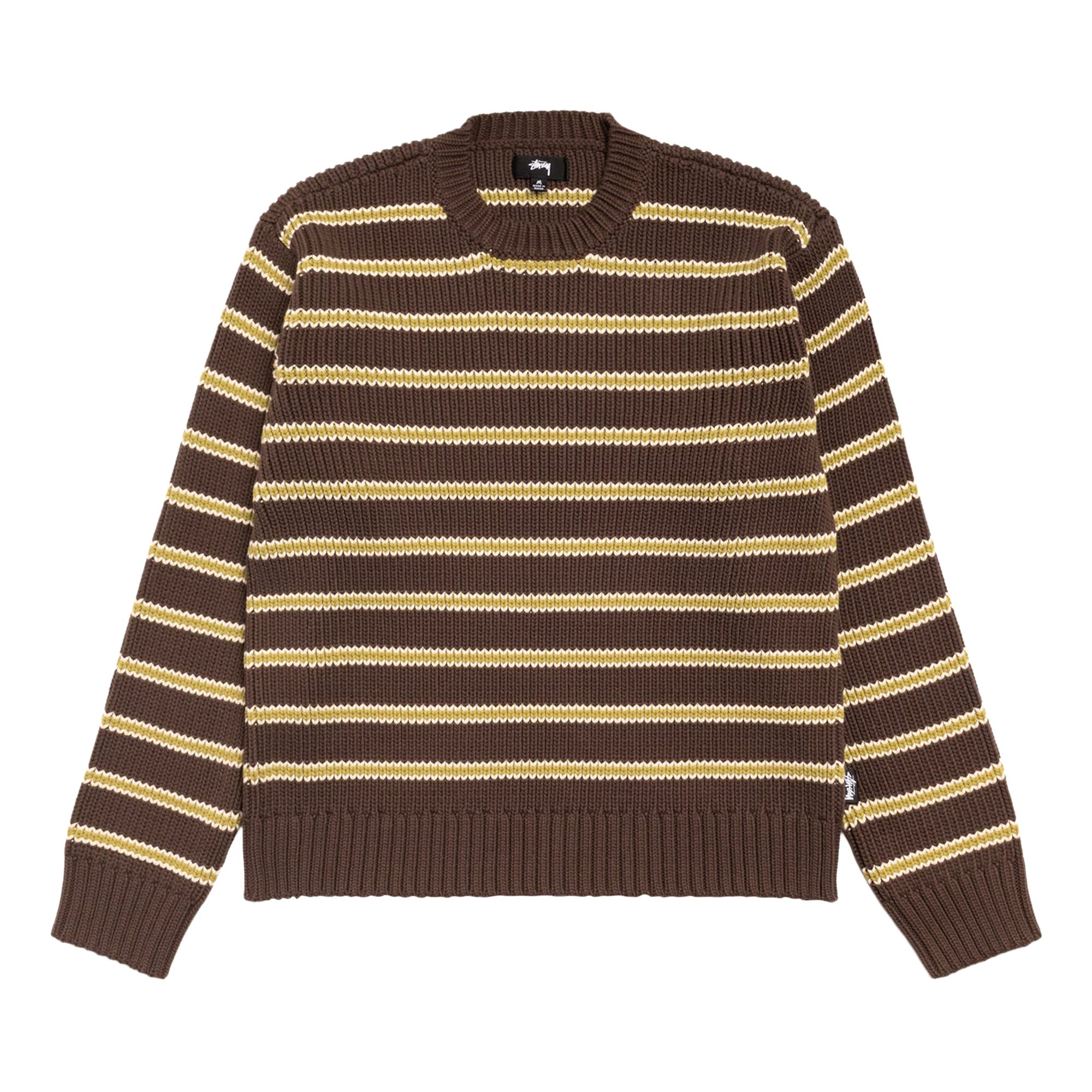 Pre-owned Stussy Stripe Knit Crew 'forest' | Green | Men's Size L