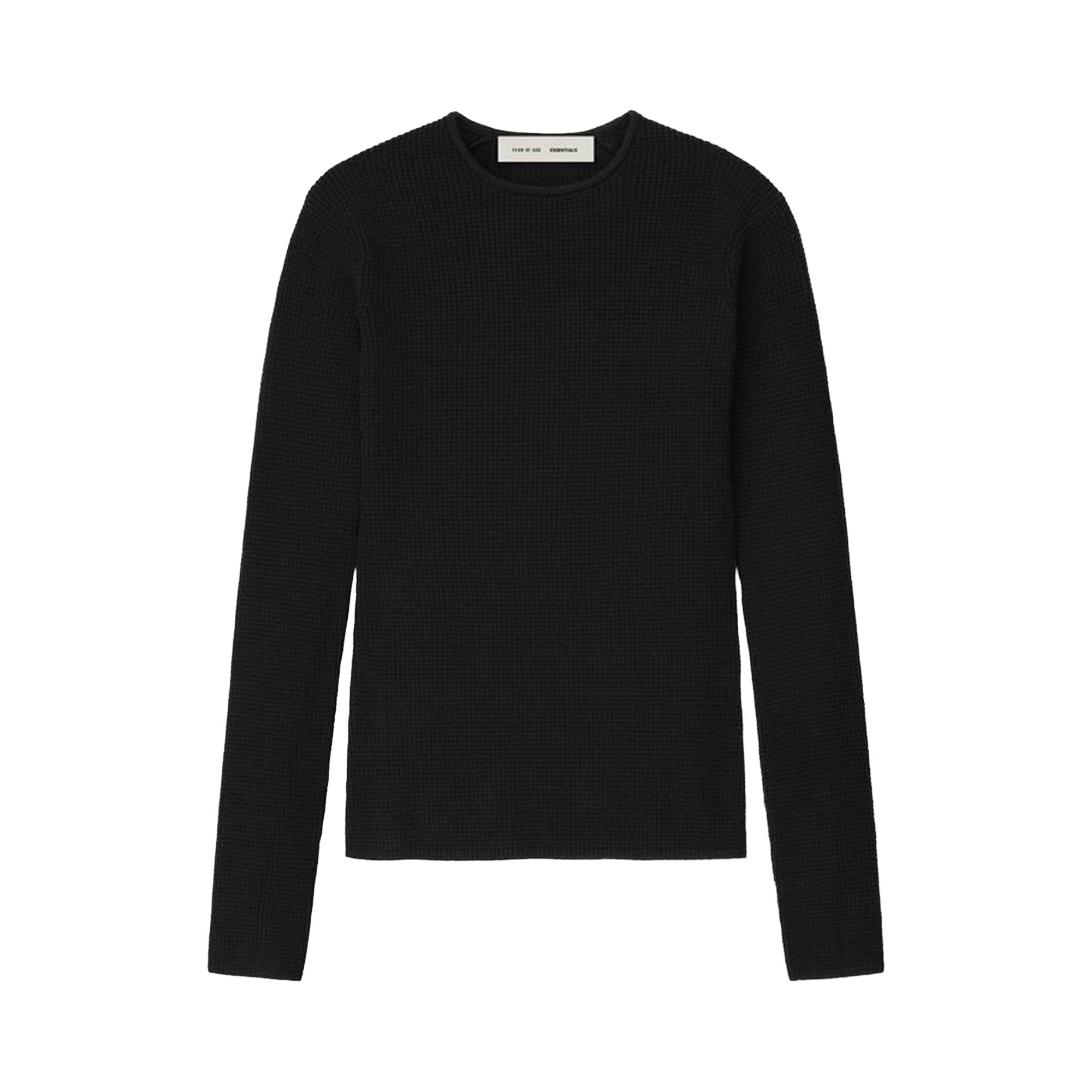Pre-owned Essentials Fear Of God  Waffle Long-sleeve Top 'vintage Black' | Women's Size Xxl