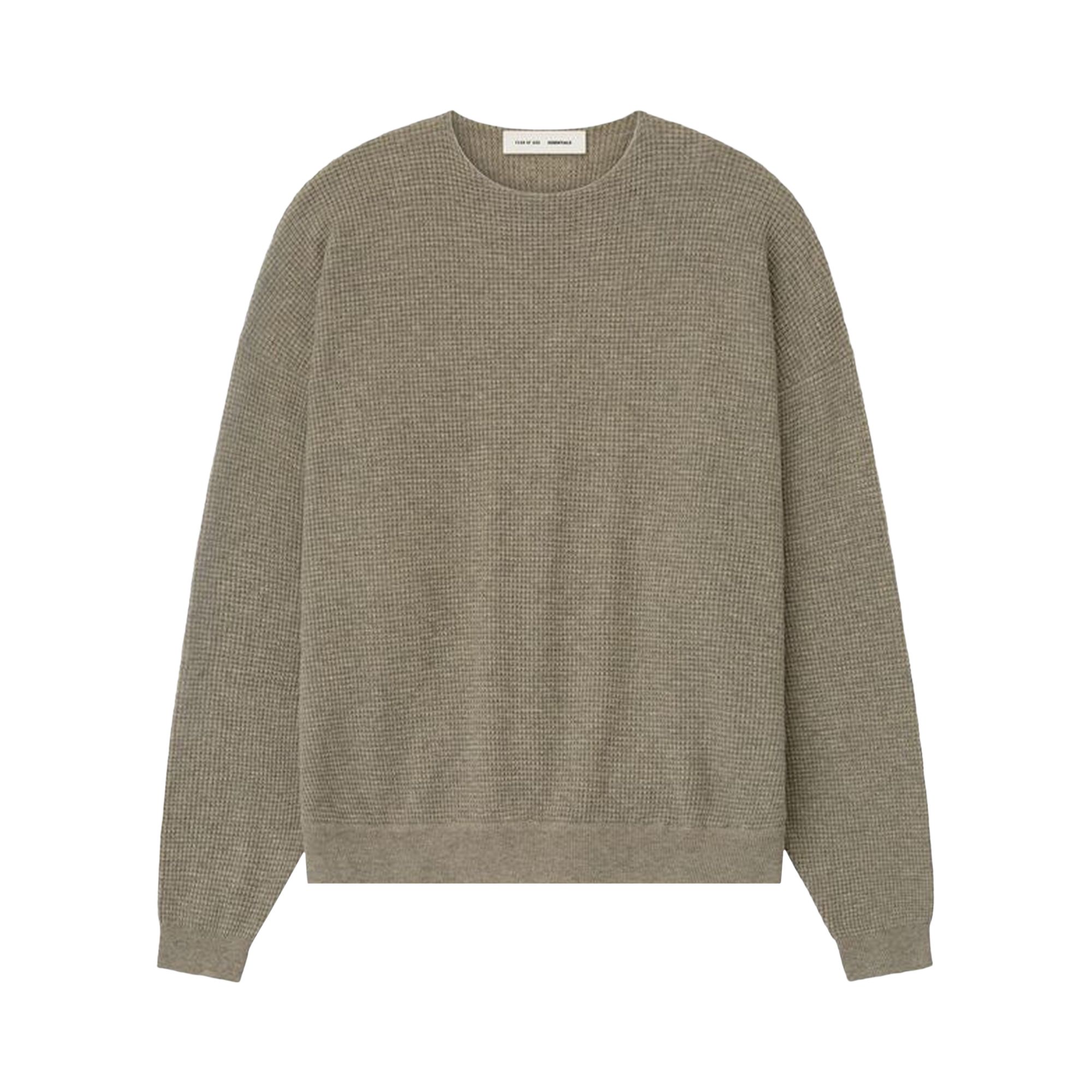 Pre-owned Essentials Fear Of God  Waffle Crewneck 90's Sweater 'homestead Heather' | Grey | Men's Size M In Gray