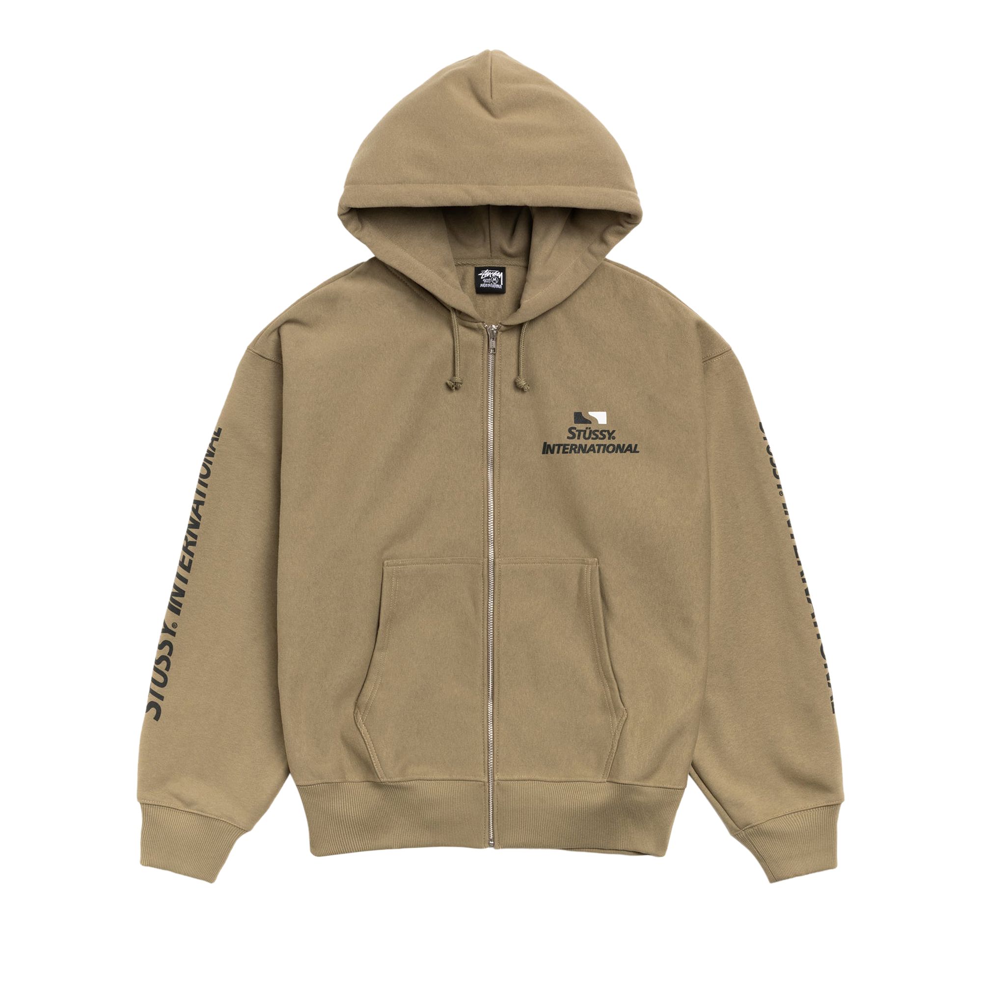 Pre-owned Stussy International Zip Hoodie 'army' | Tan | Men's Size S In Brown