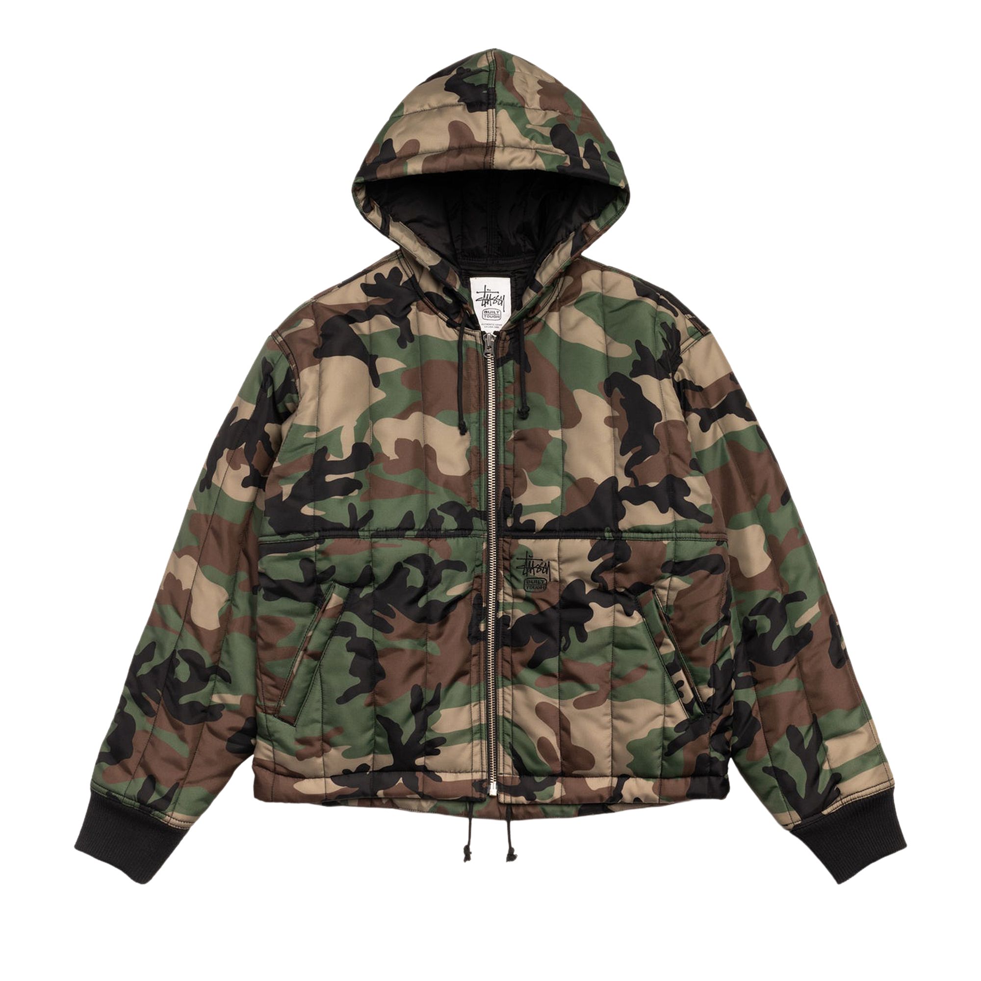 Pre-owned Stussy Quilted Nylon Work Jacket 'woodland Camo' | Green | Men's Size M