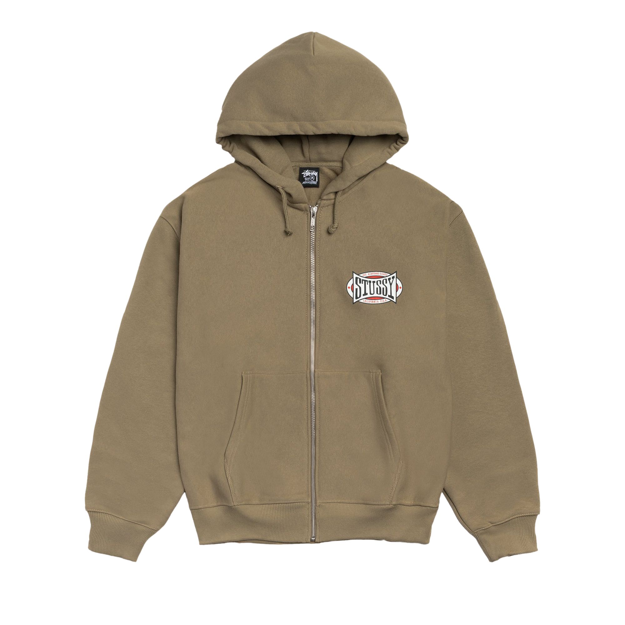 Pre-owned Stussy Champion Oval Zip Hoodie 'army' | Tan | Men's Size M In Brown