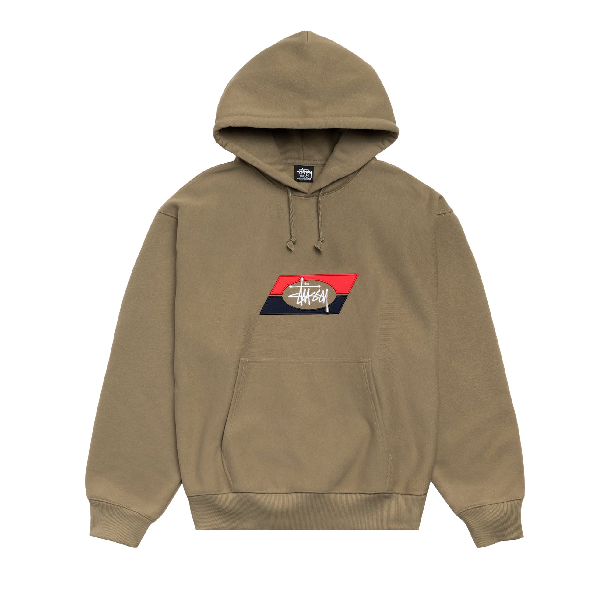 Pre-owned Stussy Double Stripe Embroidered Hoodie 'army' | Tan | Men's Size M In Brown
