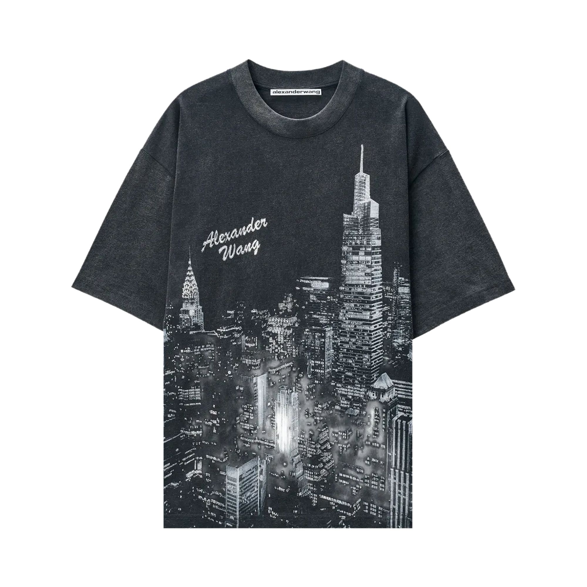 Pre-owned Alexander Wang Allover Hotfix Graphic Short-sleeve T-shirt 'washed Black' | Men's Size M