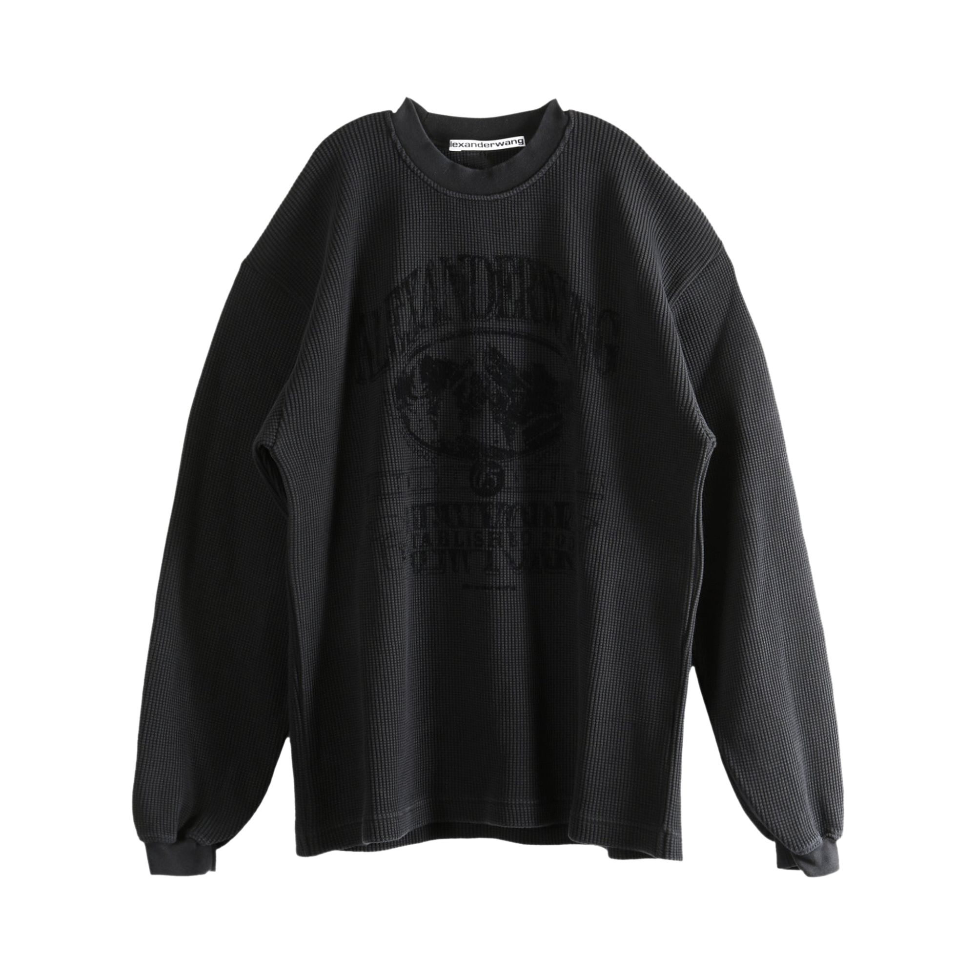 Pre-owned Alexander Wang Boxy Long-sleeve Graphic T-shirt 'washed Black' | Men's Size M