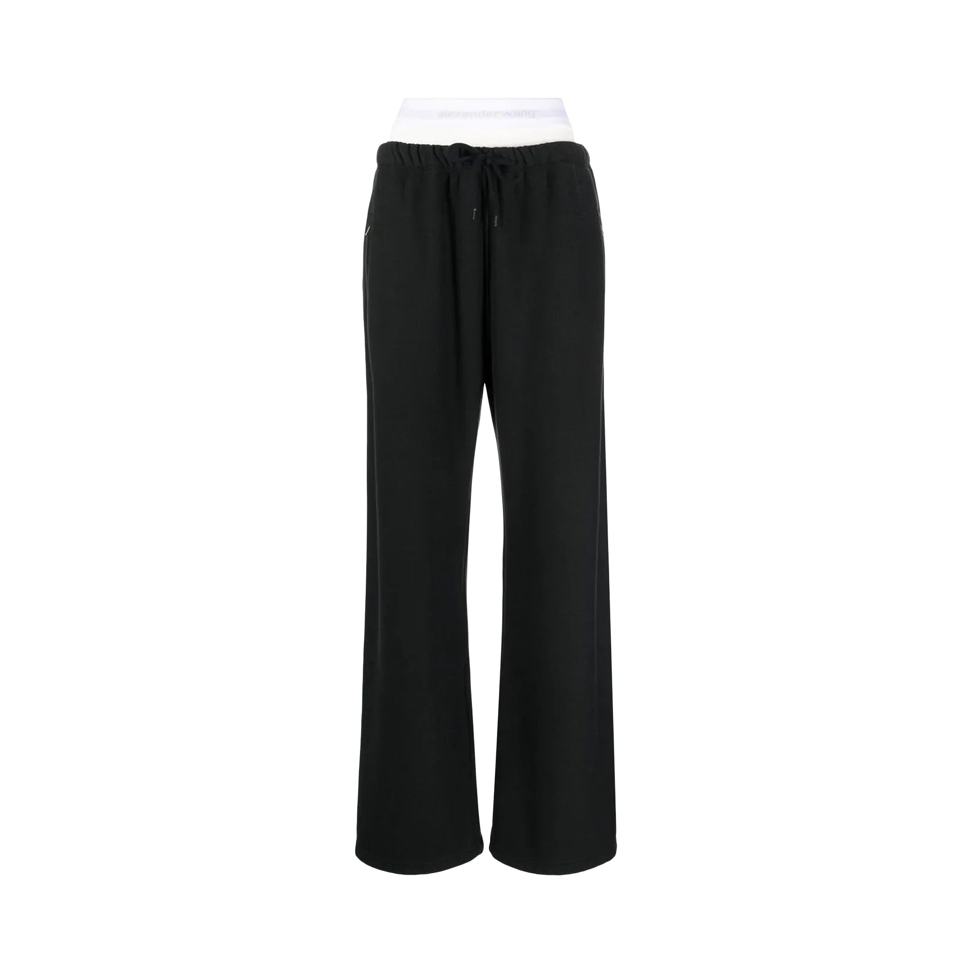 Pre-owned Alexander Wang Logo Elastic Exposed Brief Wide Leg Sweatpant 'faded Black' | Women's Size M
