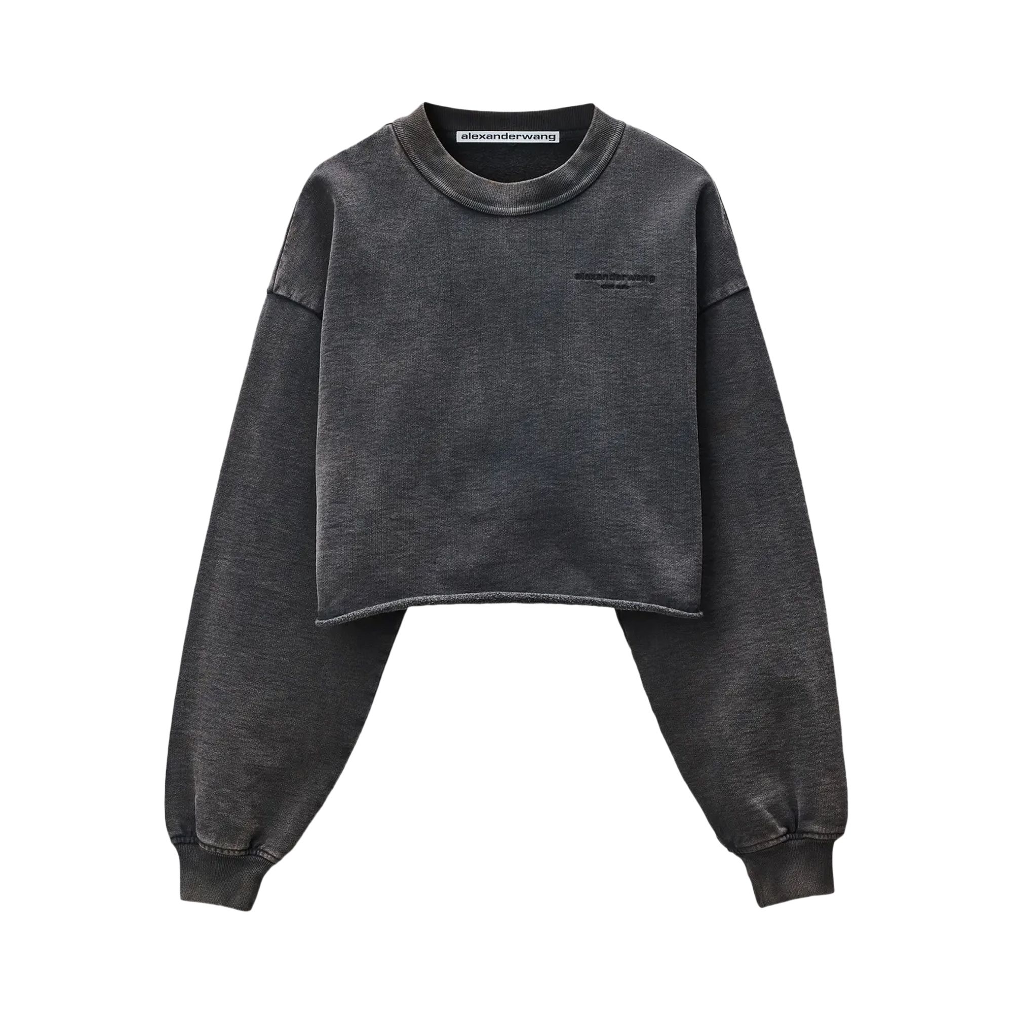 Pre-owned Alexander Wang Cropped Crewneck Sweatshirt 'washed Black' | Women's Size S