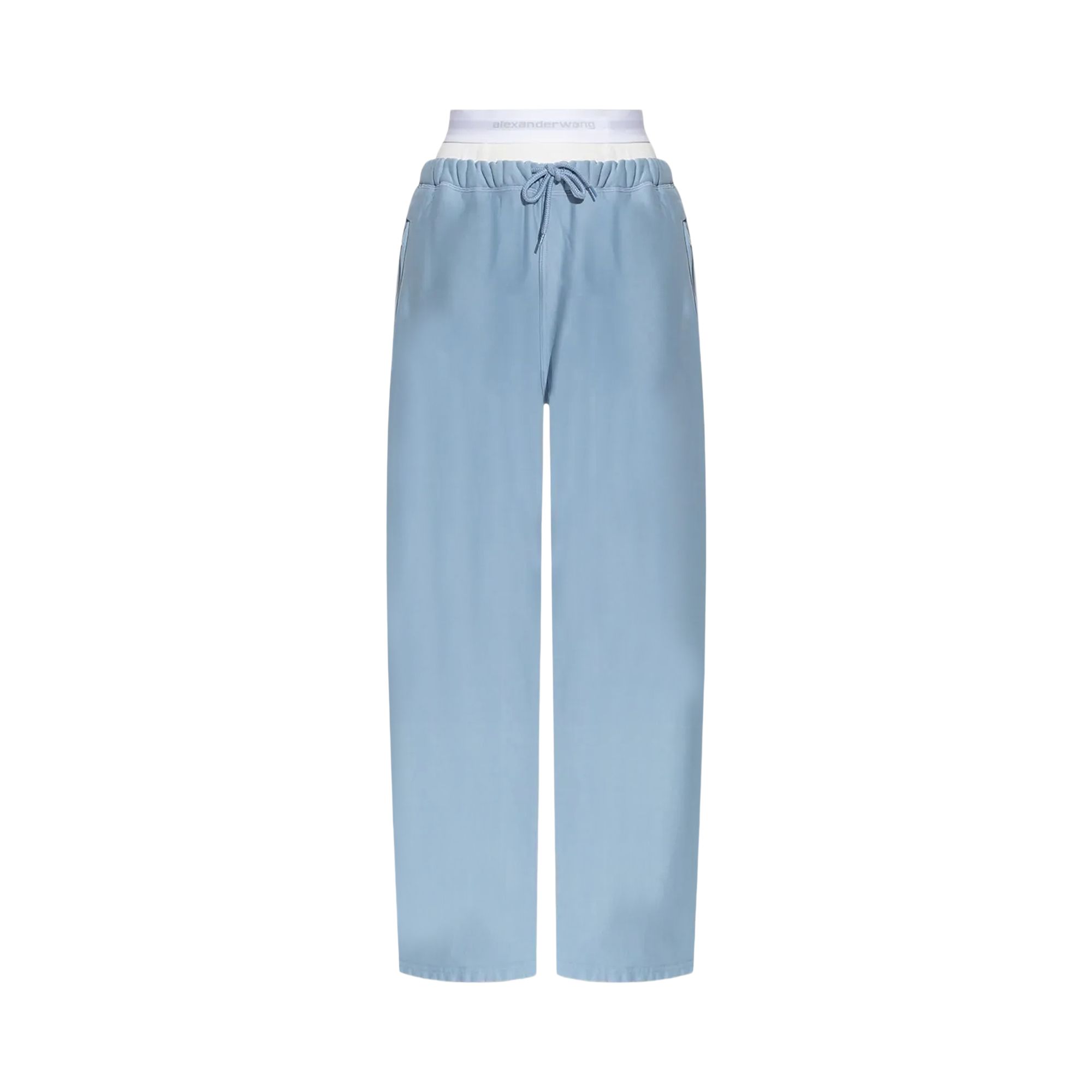 ALEXANDER WANG Pre-owned Logo Elastic Exposed Brief Wide Leg Sweatpant 'light Blue' | Women's Size M