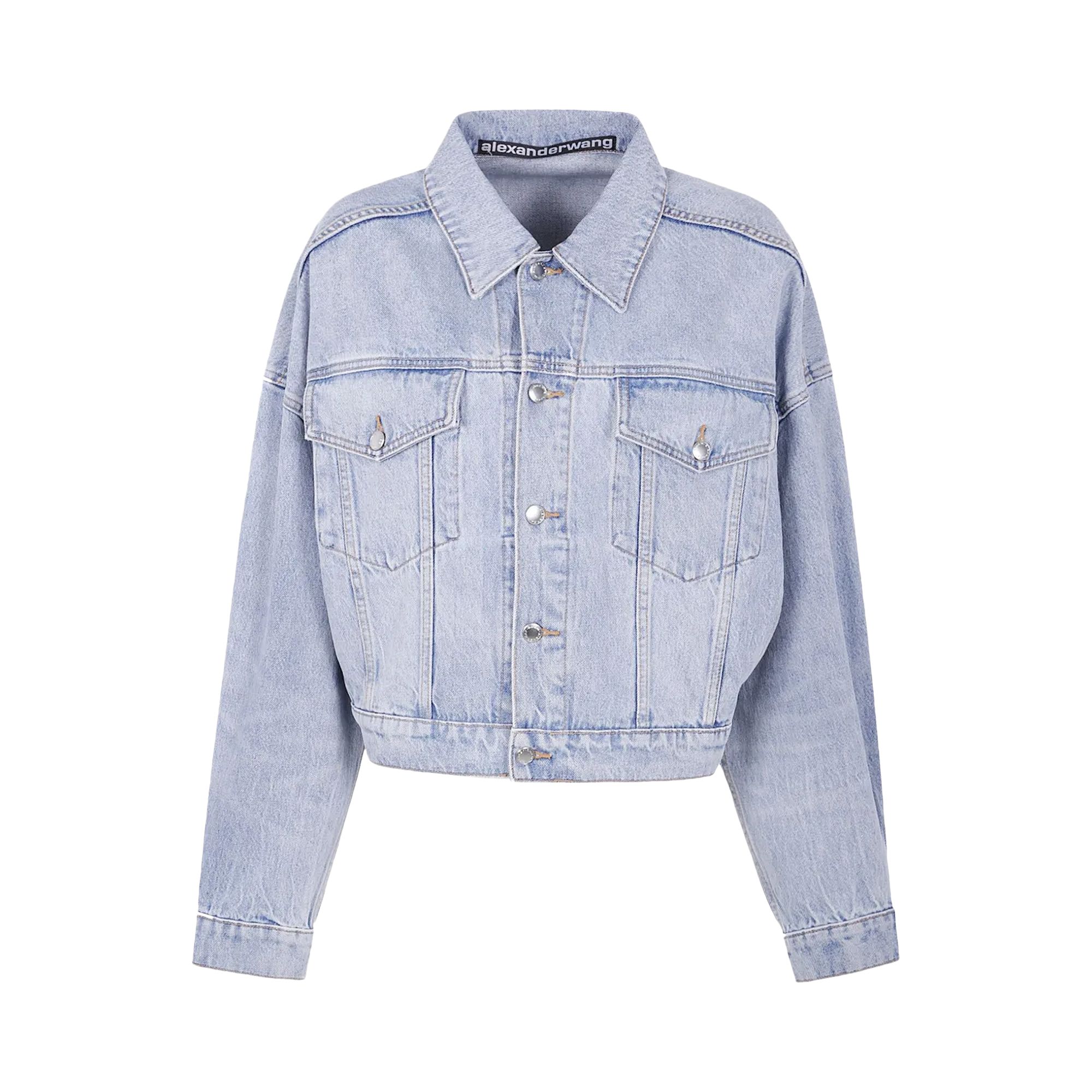 Pre-owned Alexander Wang Clip Trucker Jacket 'vintage Bleach Blue' | Women's Size Xs