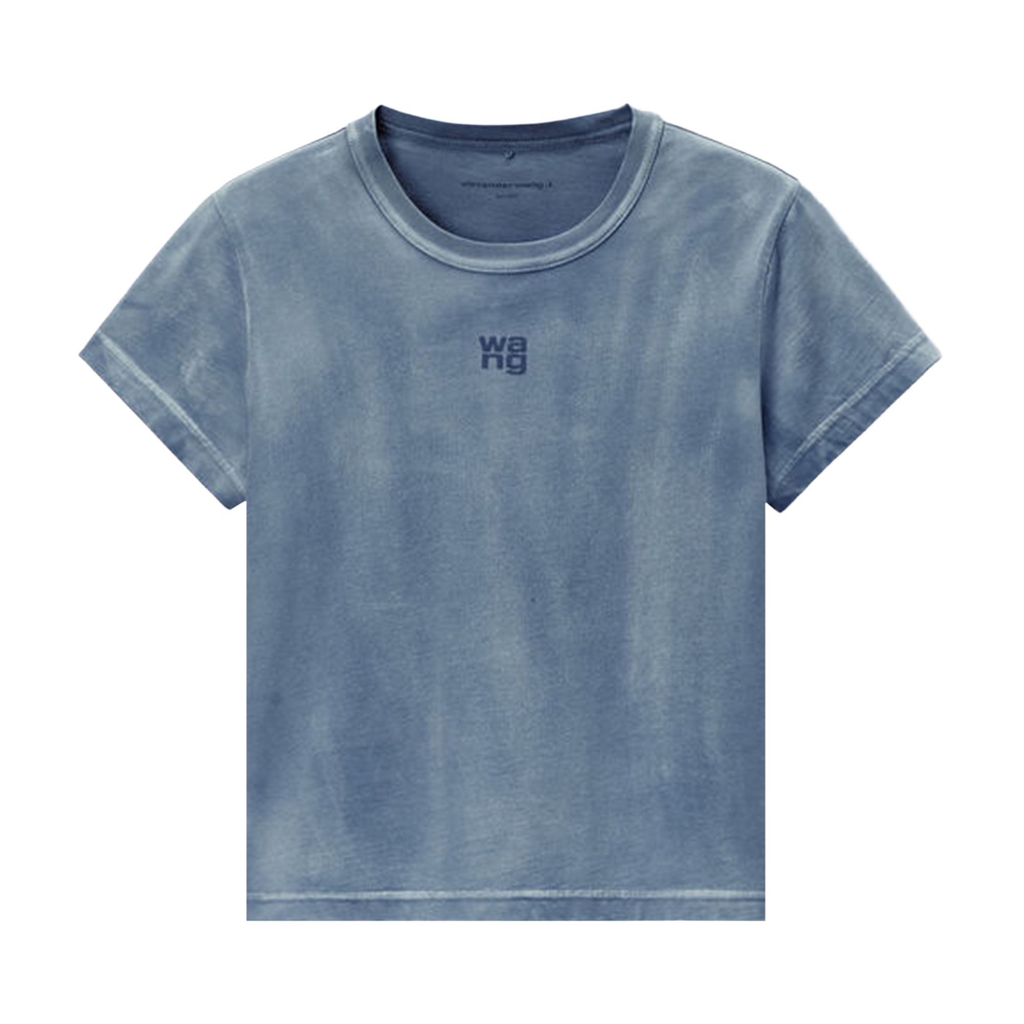Pre-owned Alexander Wang Essential Jersey Puff Logo Shrunk Tee 'washed Blue Ink' | Women's Size L