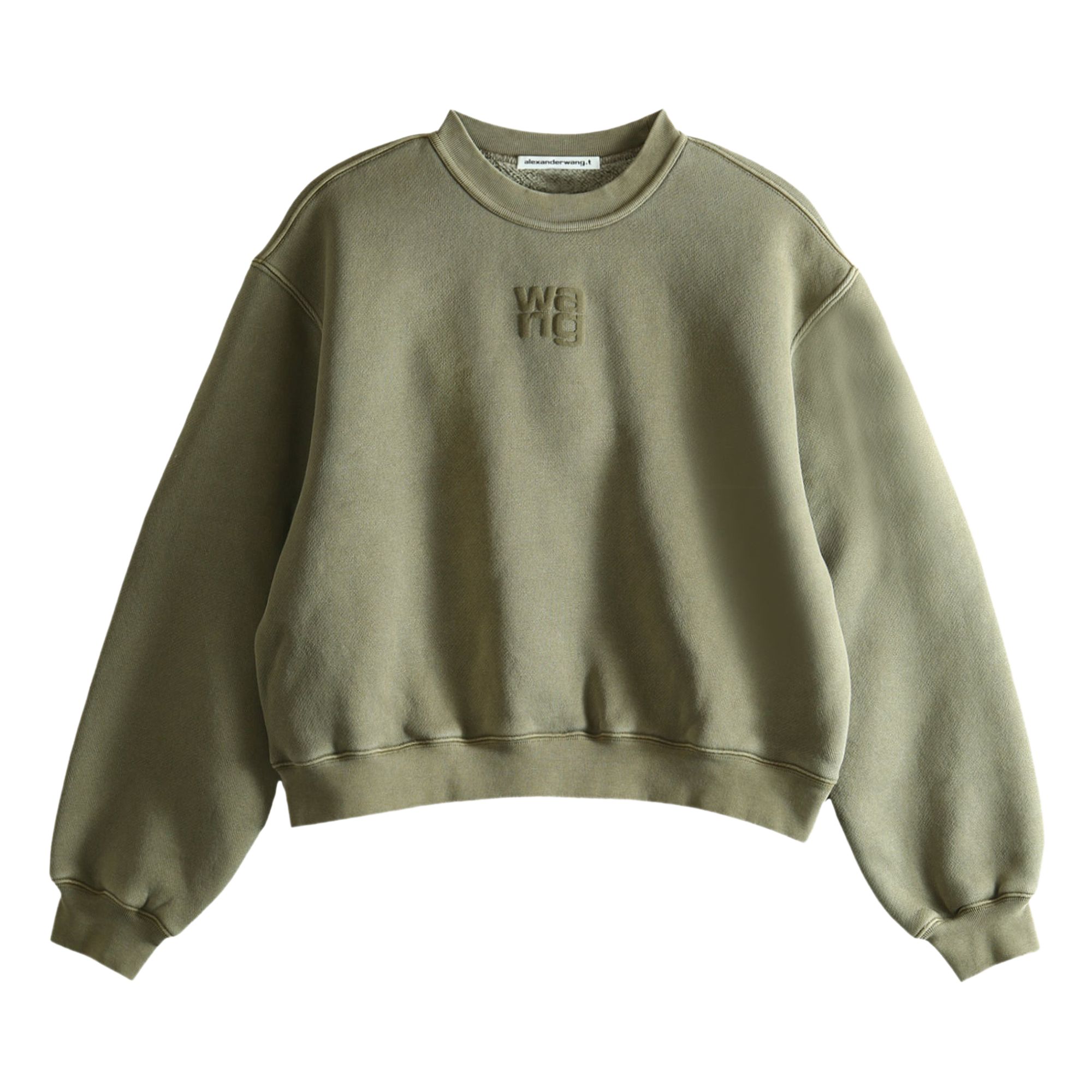 Pre-owned Alexander Wang Essential Terry Crew Puff Paint Logo Sweatshirt 'washed Walnut' | Brown | Women's Siz