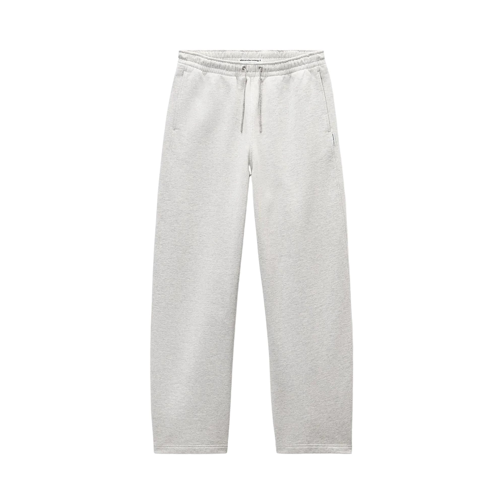 Pre-owned Alexander Wang Mid Rise Sweat Rhinestone Drawcord Pants 'light Heather Grey' | Women's Size Xs In Gray