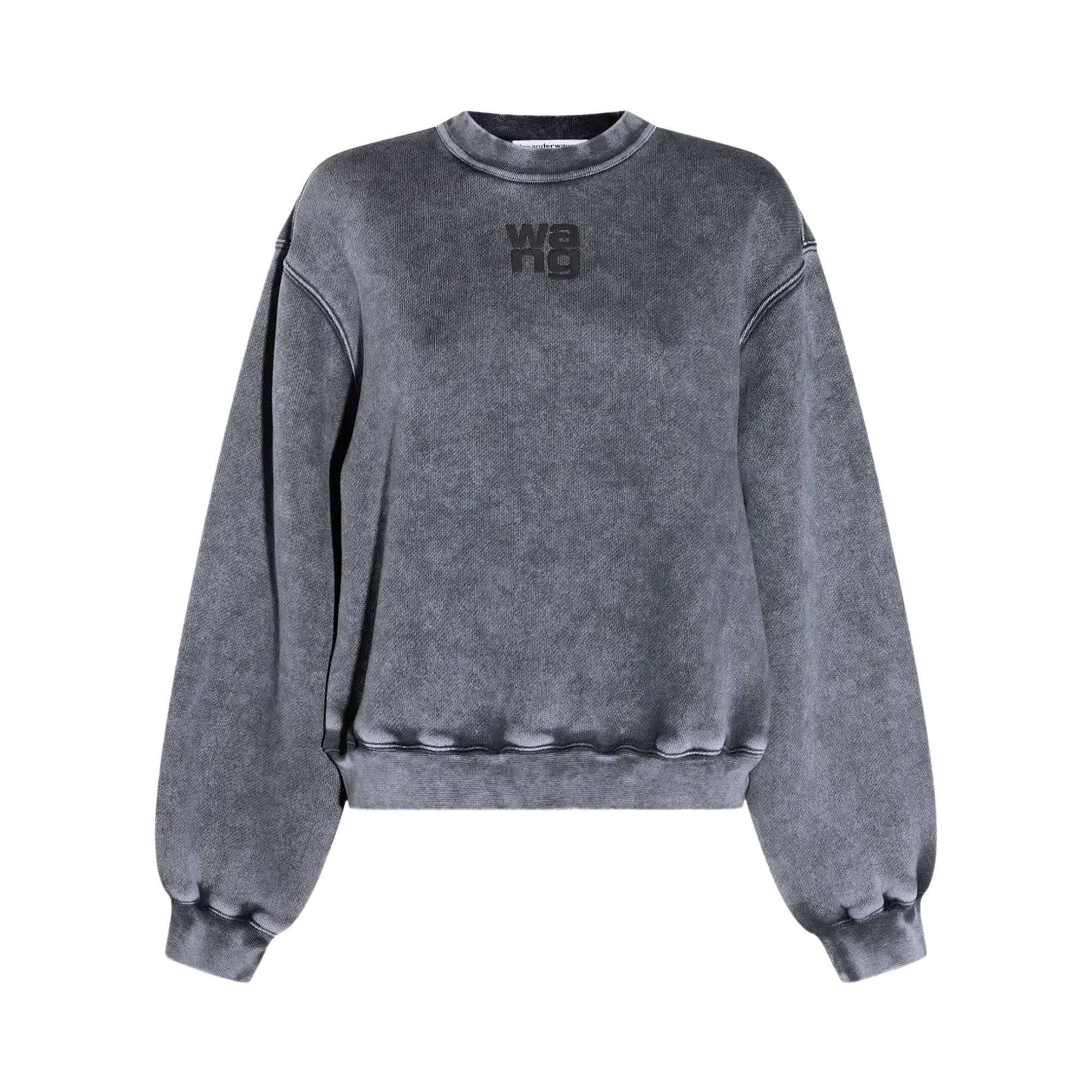 Pre-owned Alexander Wang Essential Terry Crew Puff Paint Logo Sweatshirt 'washed Granite' | Grey | Women's Siz In Gray