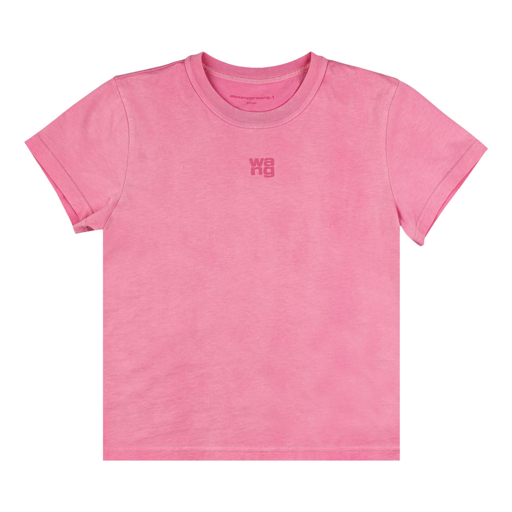 Pre-owned Alexander Wang Essential Jersey Puff Logo Shrunk Tee 'washed Lotus' | Pink | Women's Size M