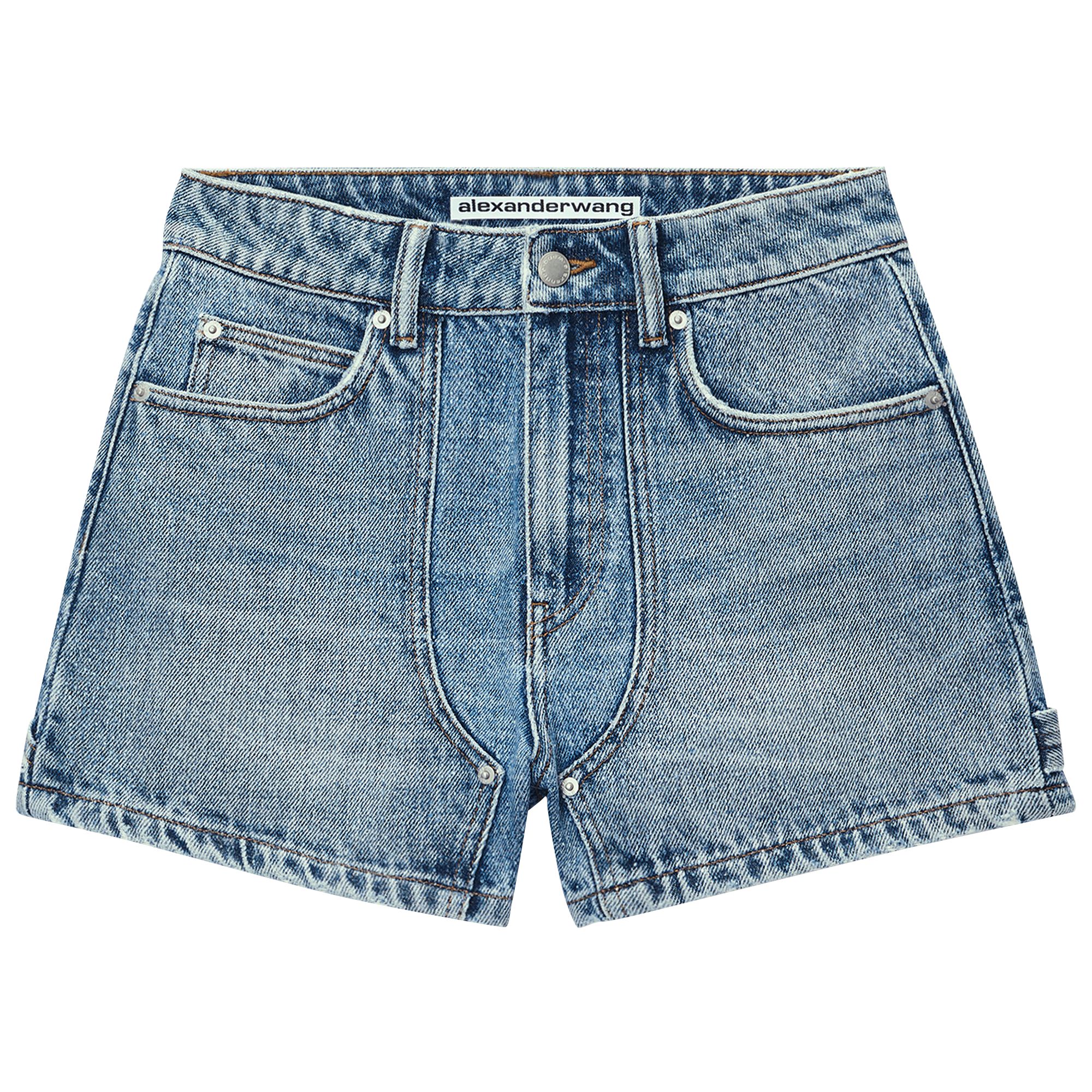 ALEXANDER WANG Pre-owned Crystal Pattern High Waisted Carpenter Short 'classic Worn Indigo' | Blue | Women's S