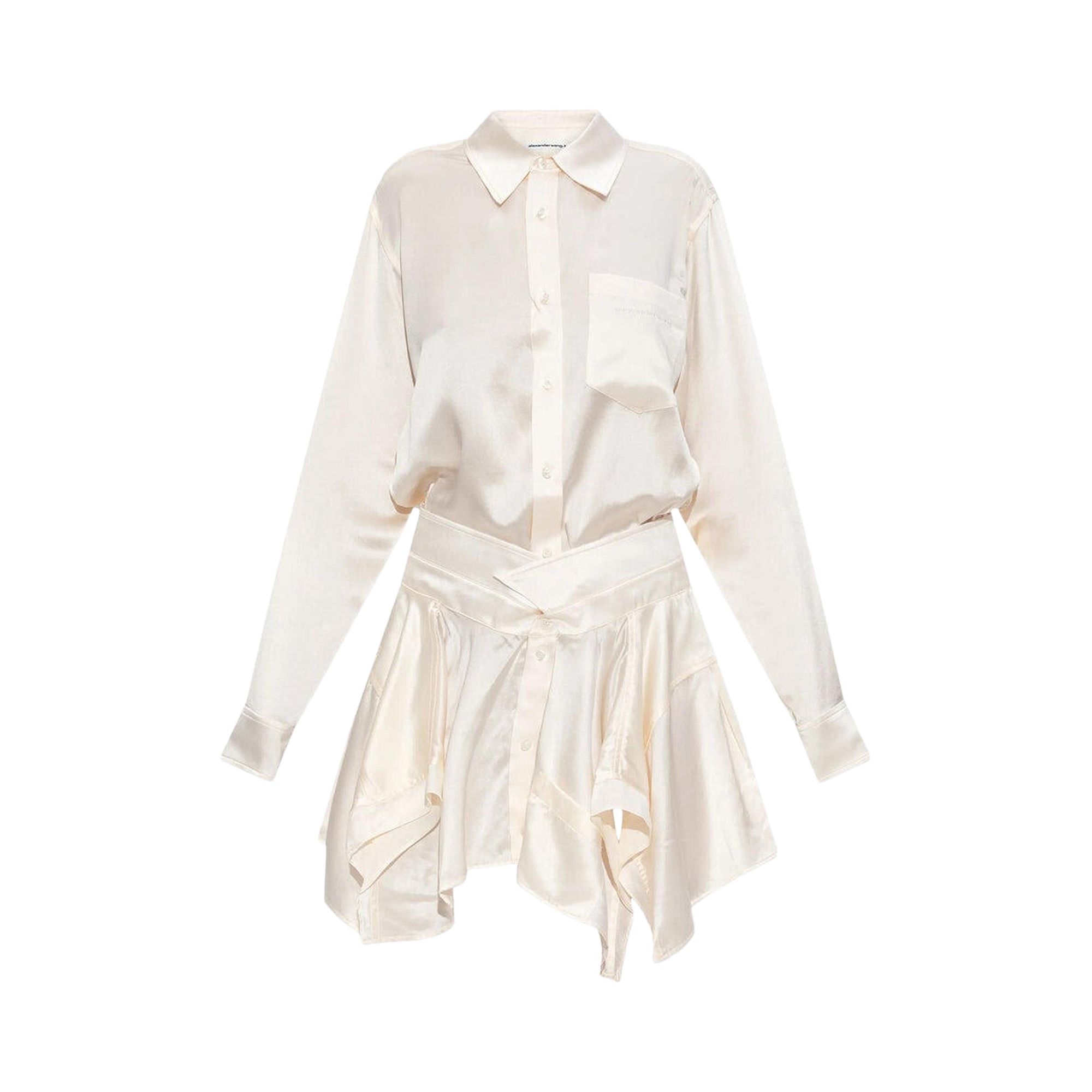 Pre-owned Alexander Wang Cut Off Double Shirt Dress 'ivory' | White | Women's Size 4